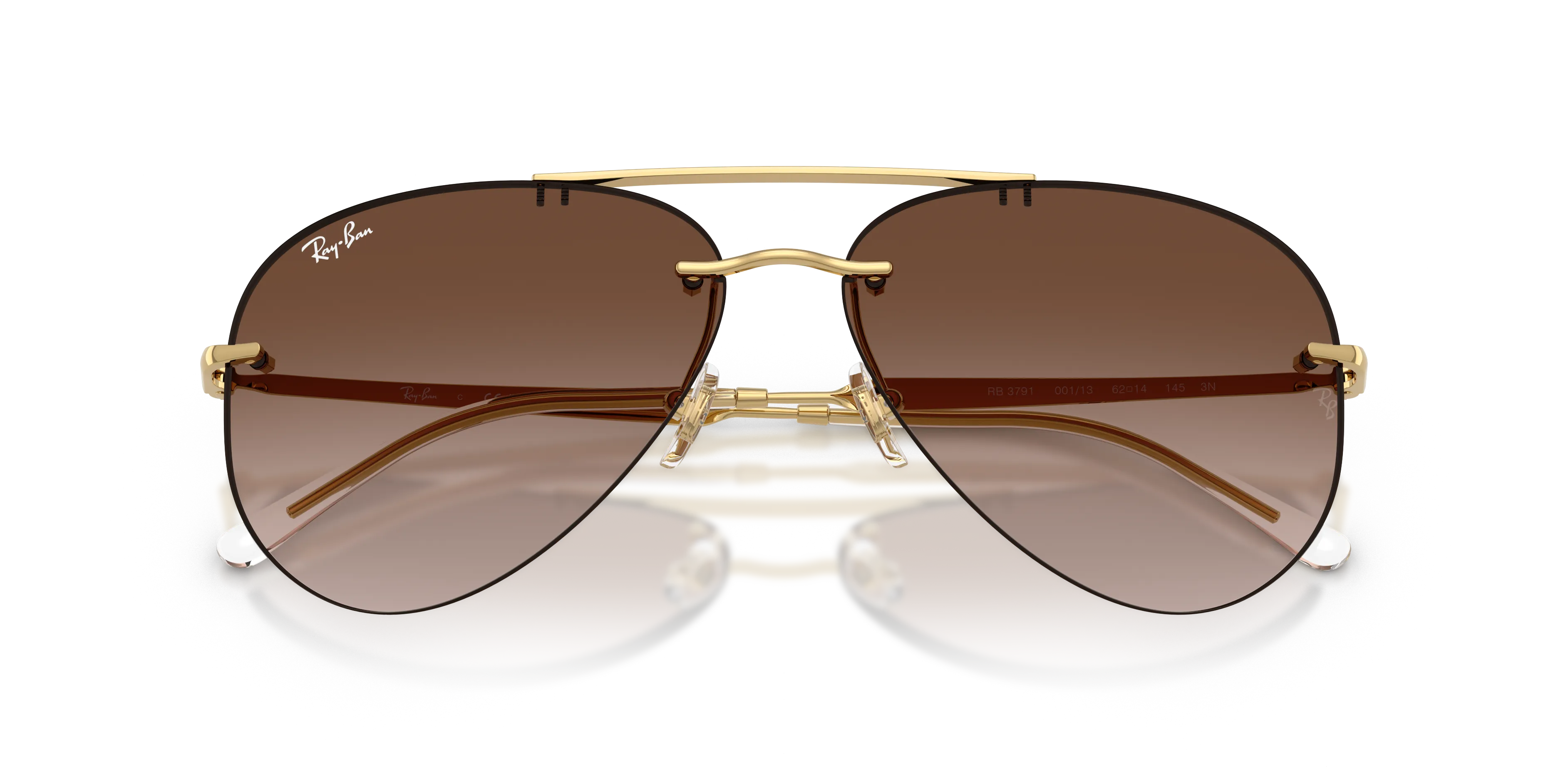 Ray - Ban RB3791 001/13 Occhiali da sole Metallo Oro Marrone Pilot Normale Sfumato - immagine 2