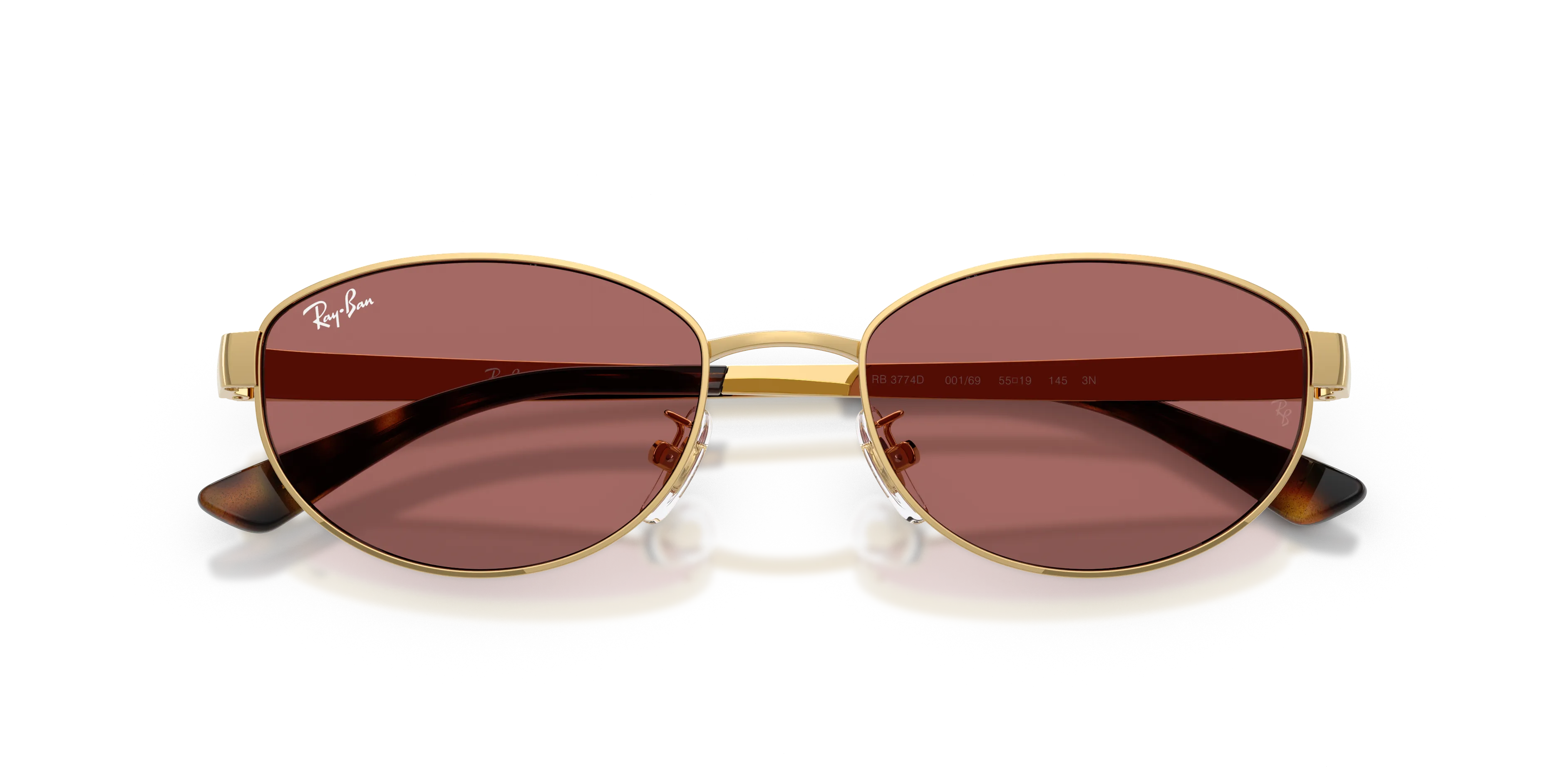 Ray - Ban RB3774D 001/69 Occhiali da sole Metallo Oro Viola Rotonda Normale - immagine 2
