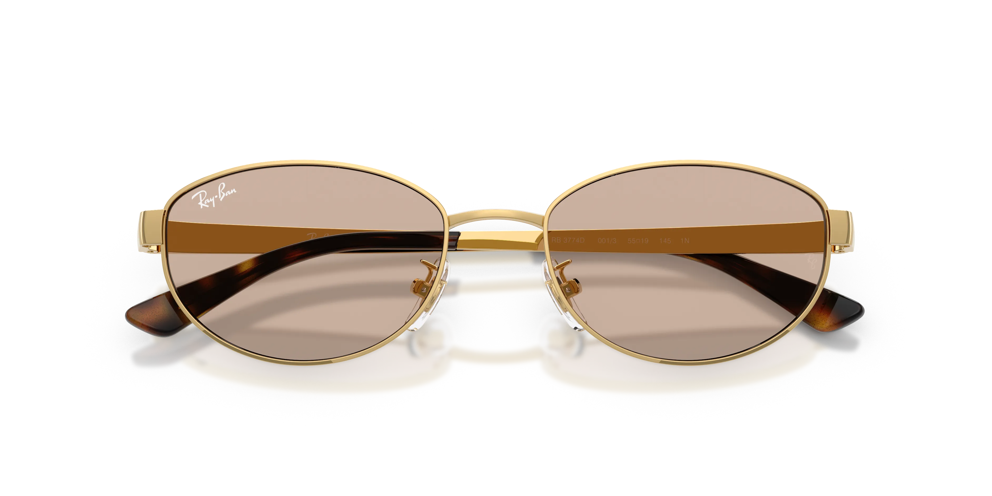 Ray - Ban RB3774D 001/3 Occhiali da sole Metallo Oro Marrone Rotonda Normale - immagine 2