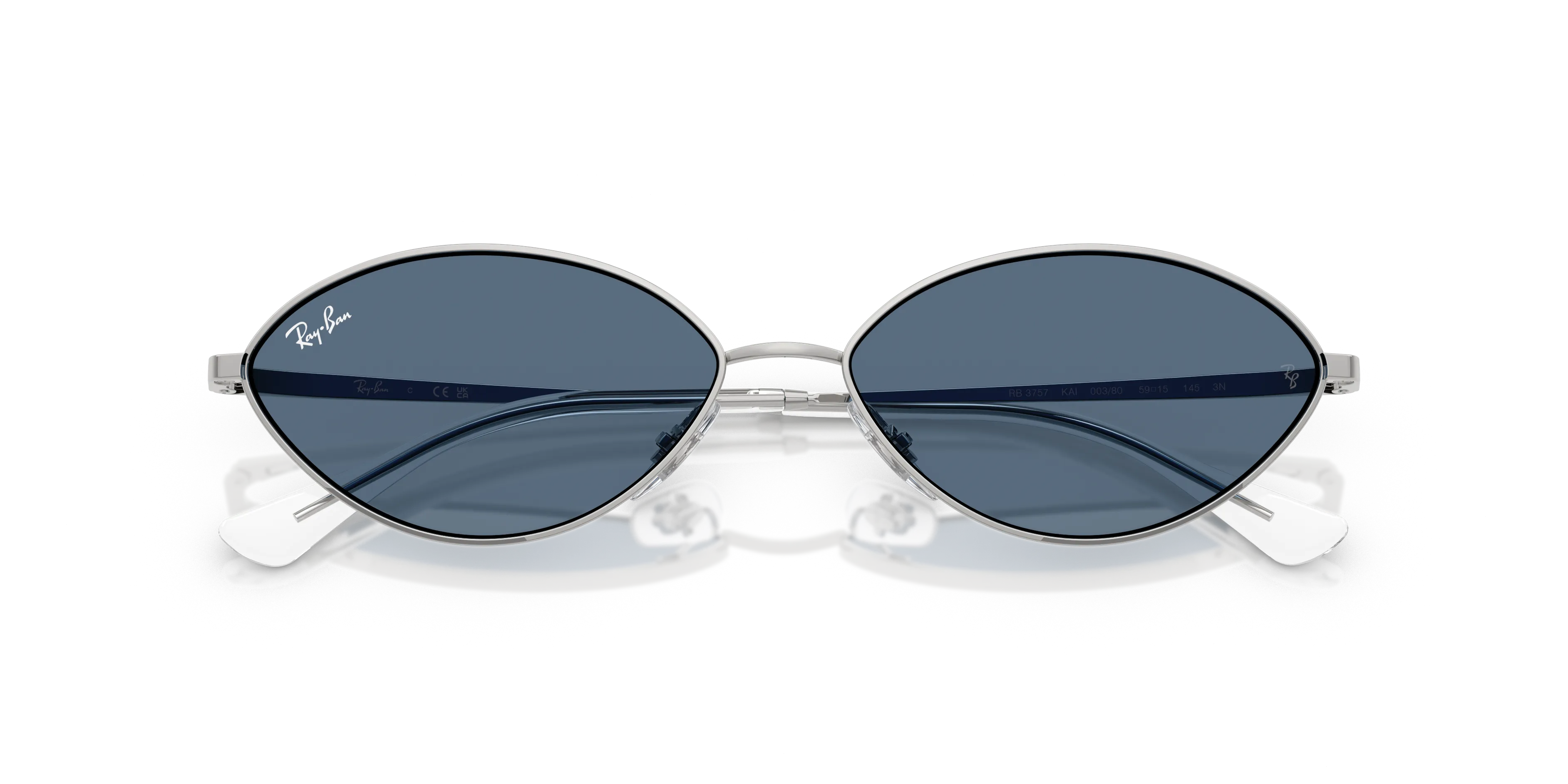 Ray - Ban RB3757 KAI 003/80 Occhiali da sole Metallo Argento Blu Rotonda Normale - immagine 2
