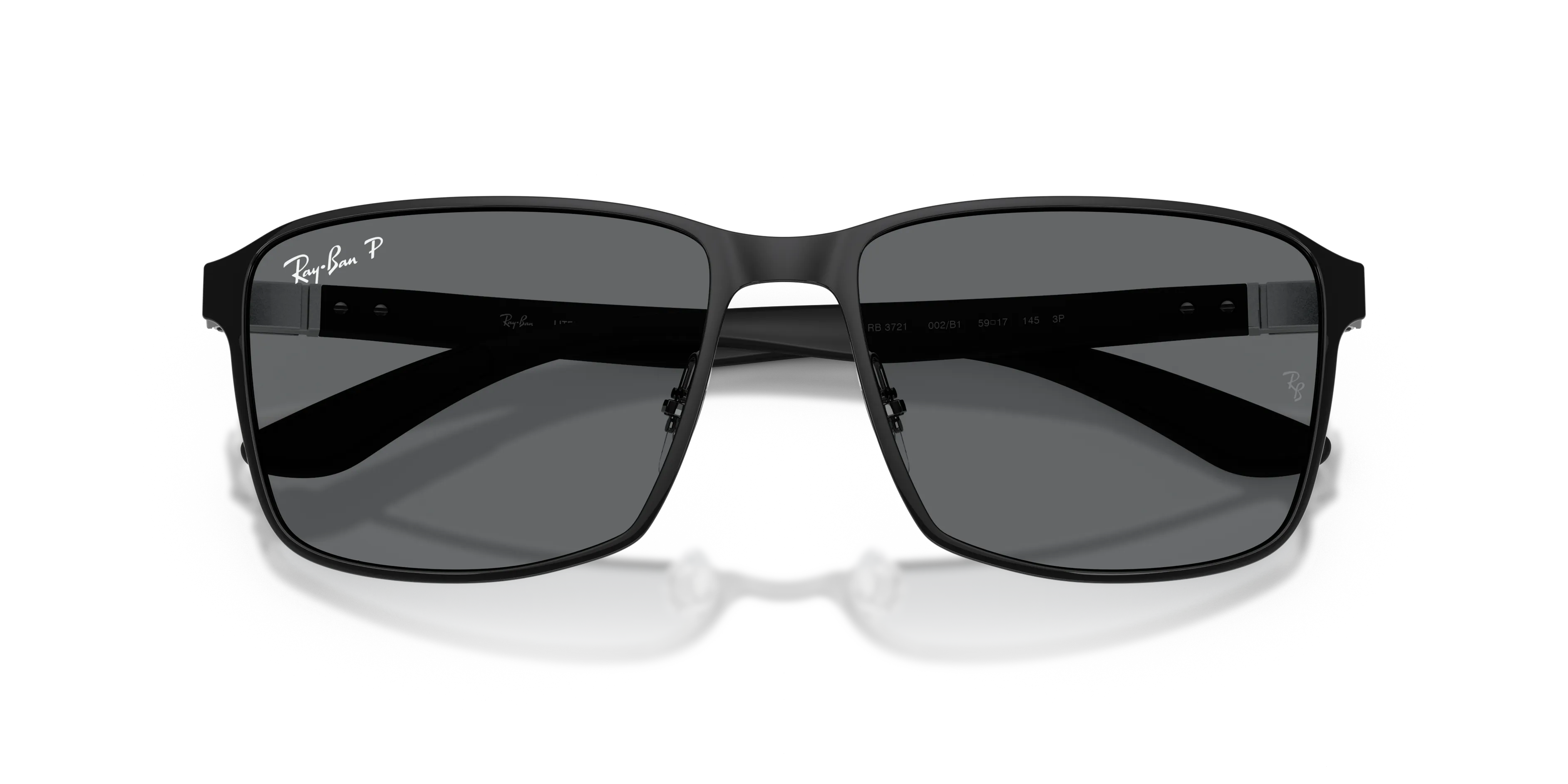 Ray - Ban RB3721 002/B1 Occhiali da sole Metallo Nero Grigio Squadrata Polarizzata - immagine 2