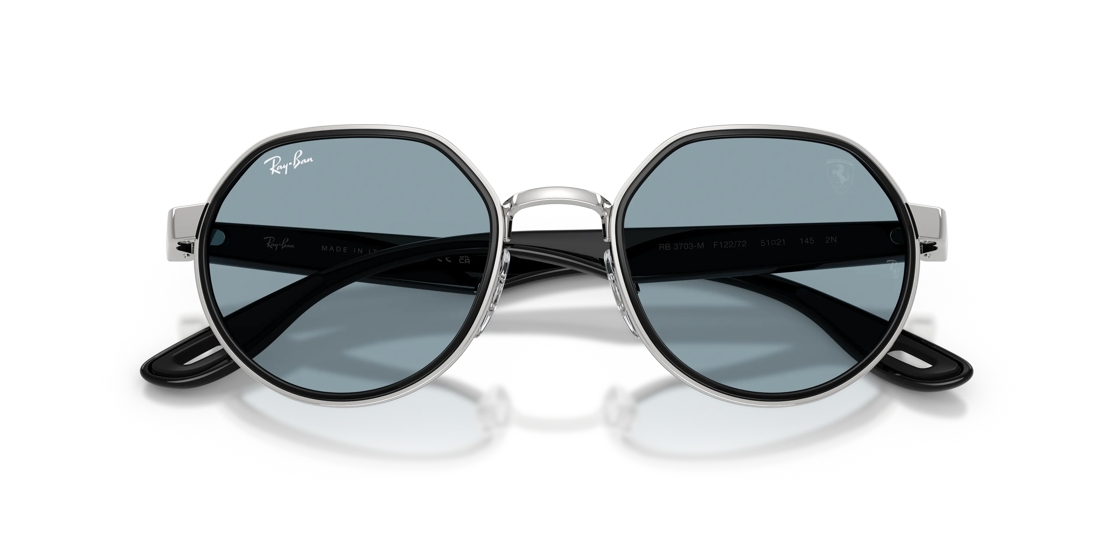 Ray - Ban RB3703M F12272 Occhiali da sole Metallo Argento Blu Geometrica Normale - immagine 2