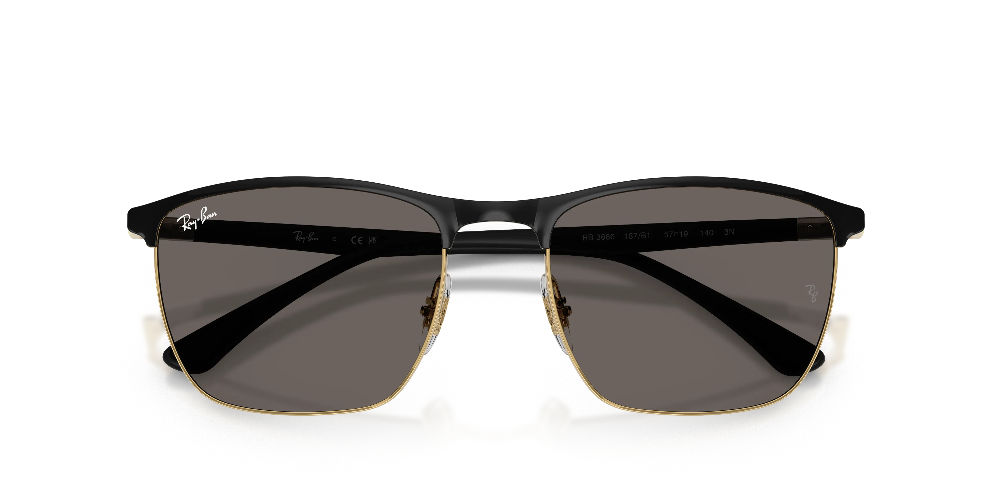 Ray - Ban RB3686 187/B1 Occhiali da sole Acciaio Nero Grigio Squadrata Normale - immagine 2