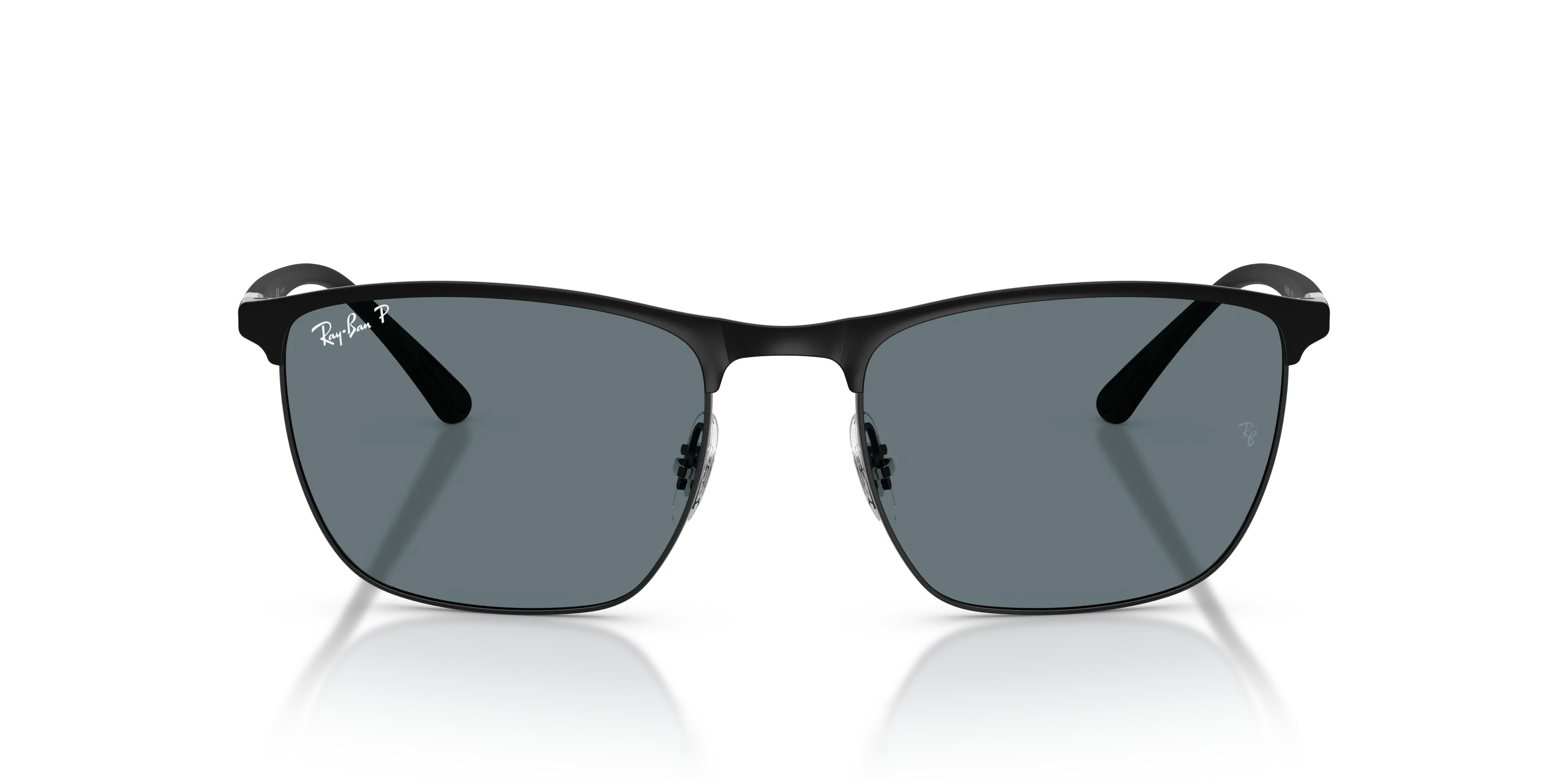Ray - Ban RB3686 186/3R Occhiali da sole Acciaio Nero Blu Squadrata Polarizzata - immagine 3