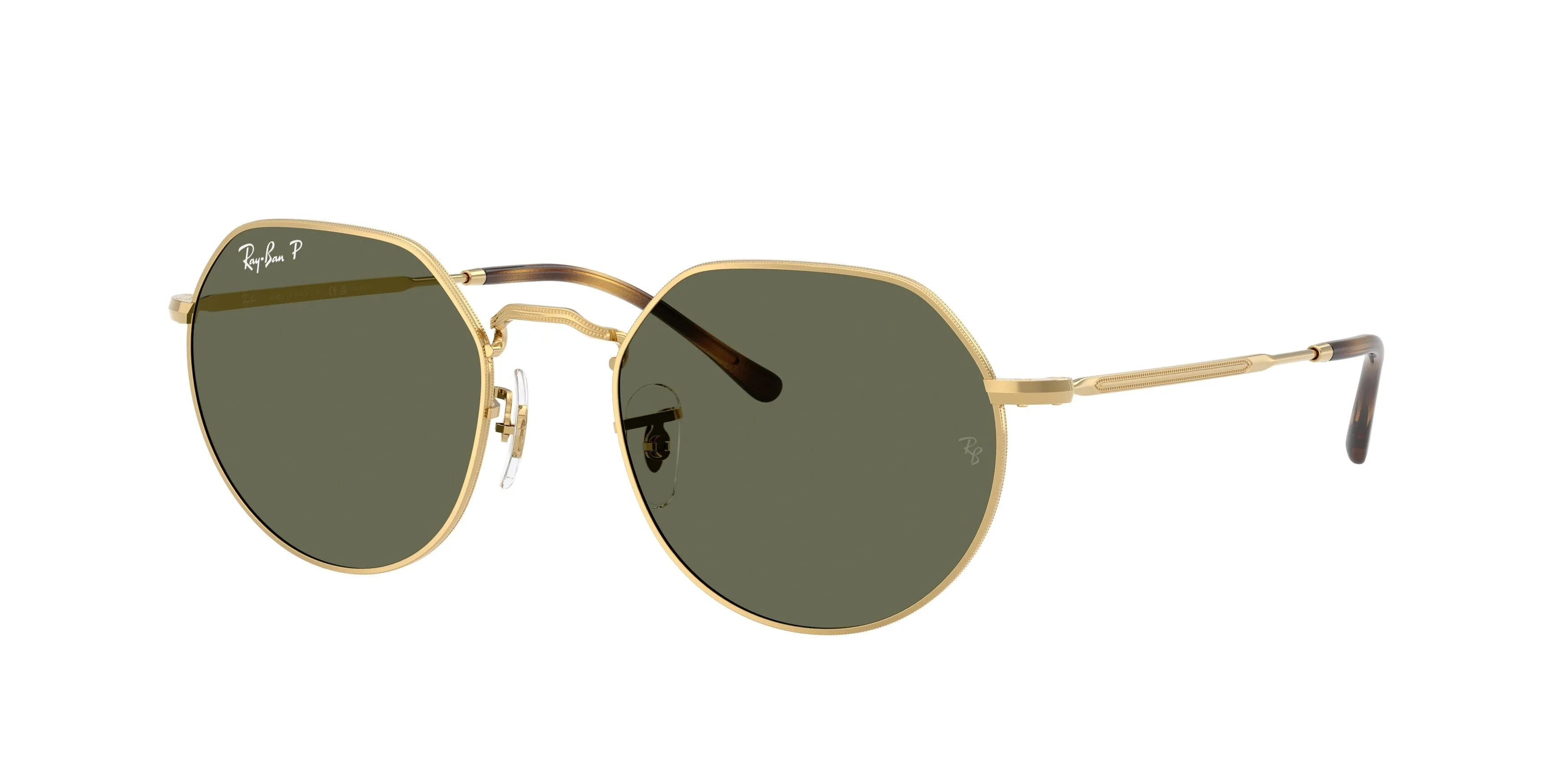 Ray - Ban RB3565 JACK 001/58 Occhiali da sole Metallo Oro Verde Geometrica Polarizzata - immagine 1