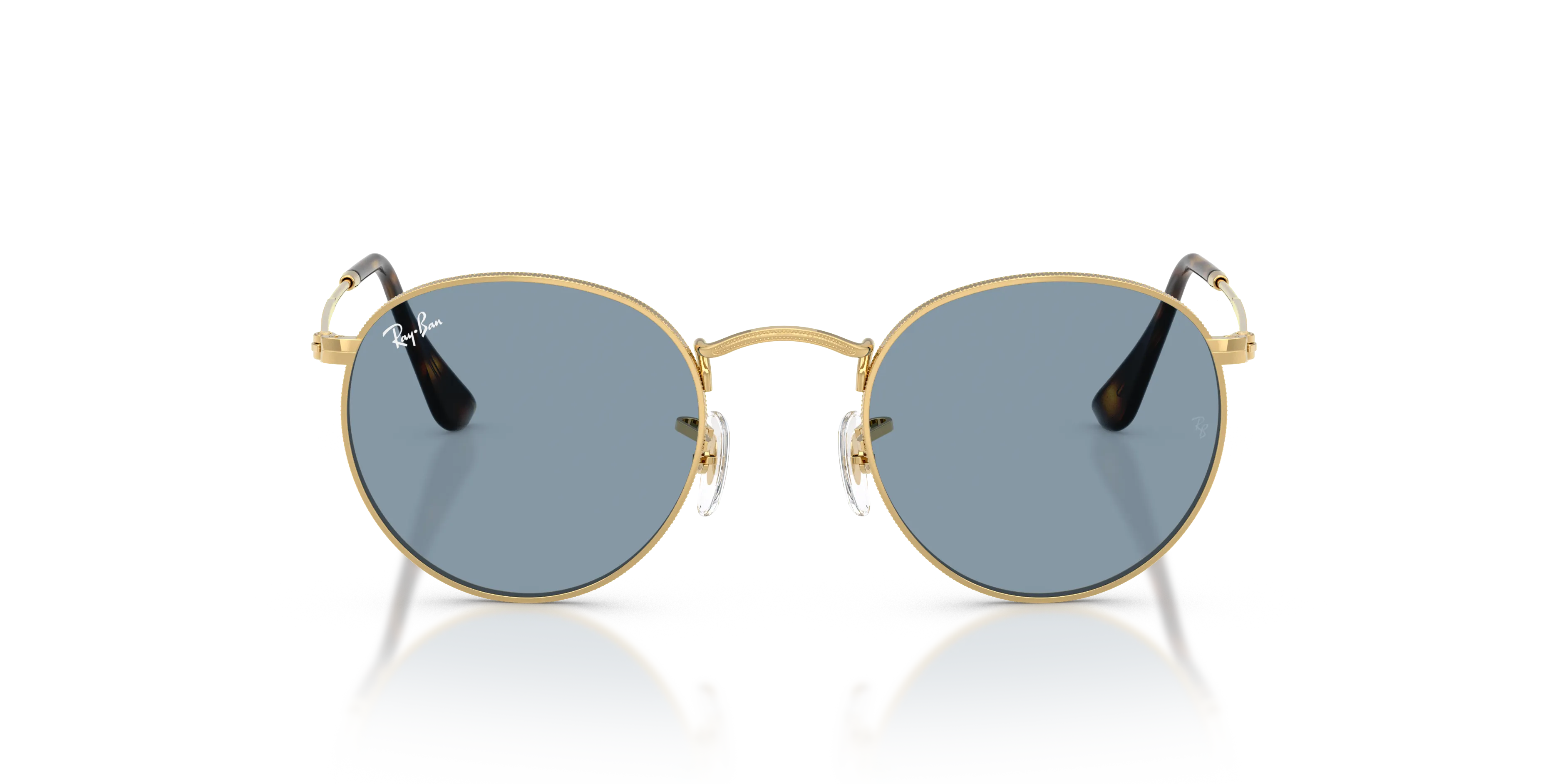 Ray - Ban RB3447 ROUND METAL 921956 Occhiali da sole Metallo Oro Blu Rotonda Normale - immagine 3