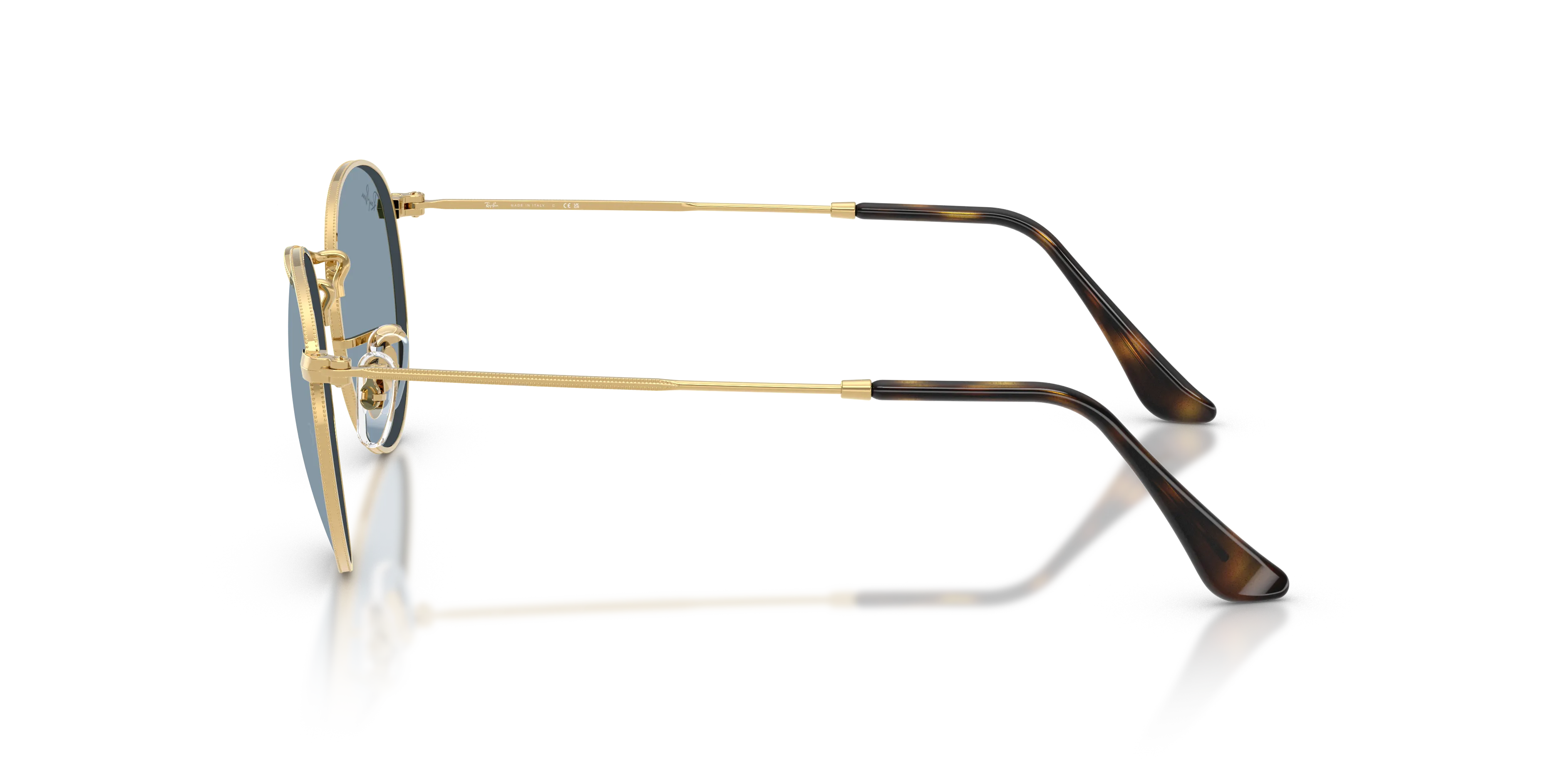 Ray - Ban RB3447 ROUND METAL 921956 Occhiali da sole Metallo Oro Blu Rotonda Normale - immagine 4