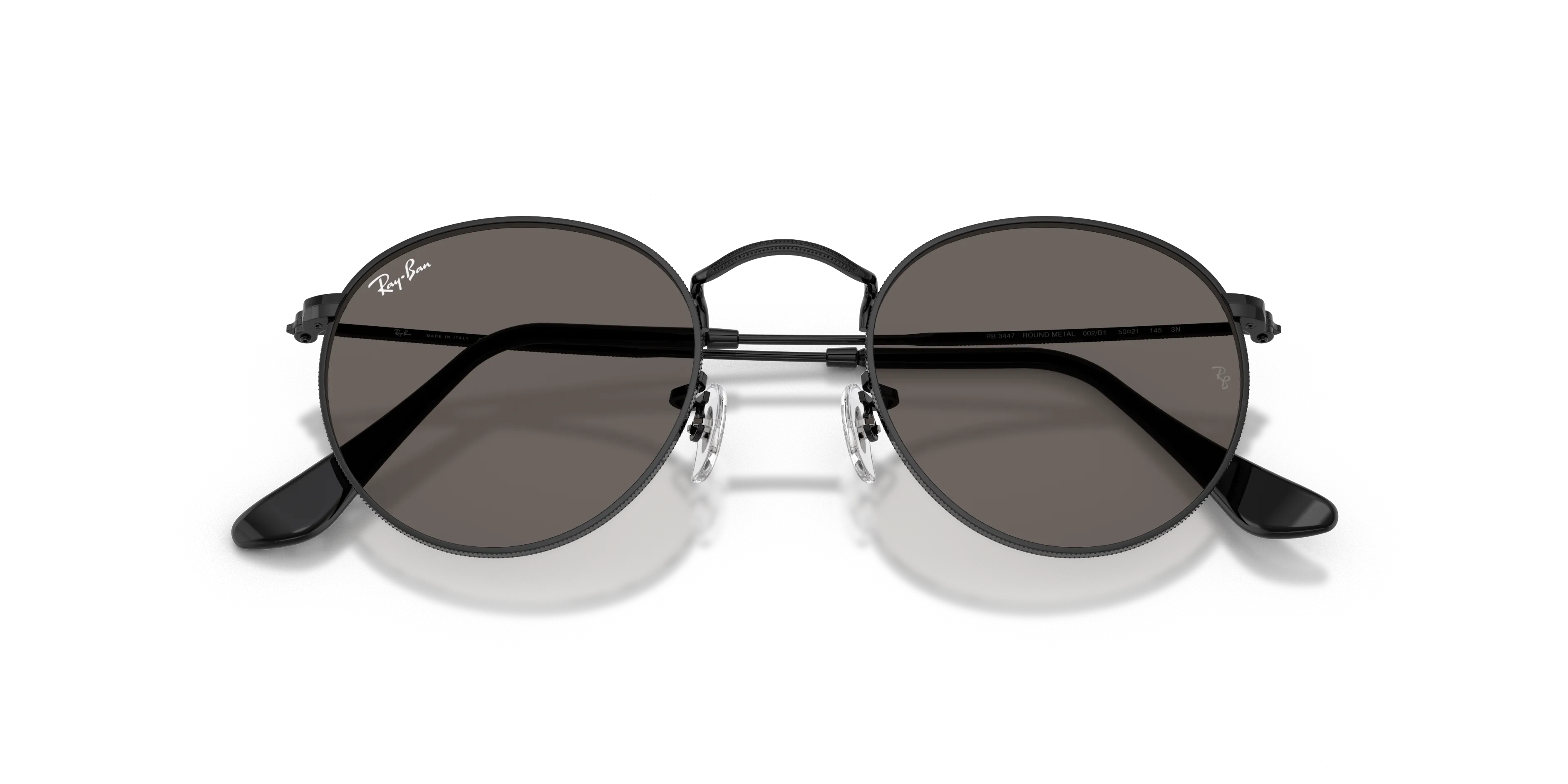 Ray - Ban RB3447 ROUND METAL 002/B1 Occhiali da sole Metallo Nero Grigio Rotonda Normale - immagine 2