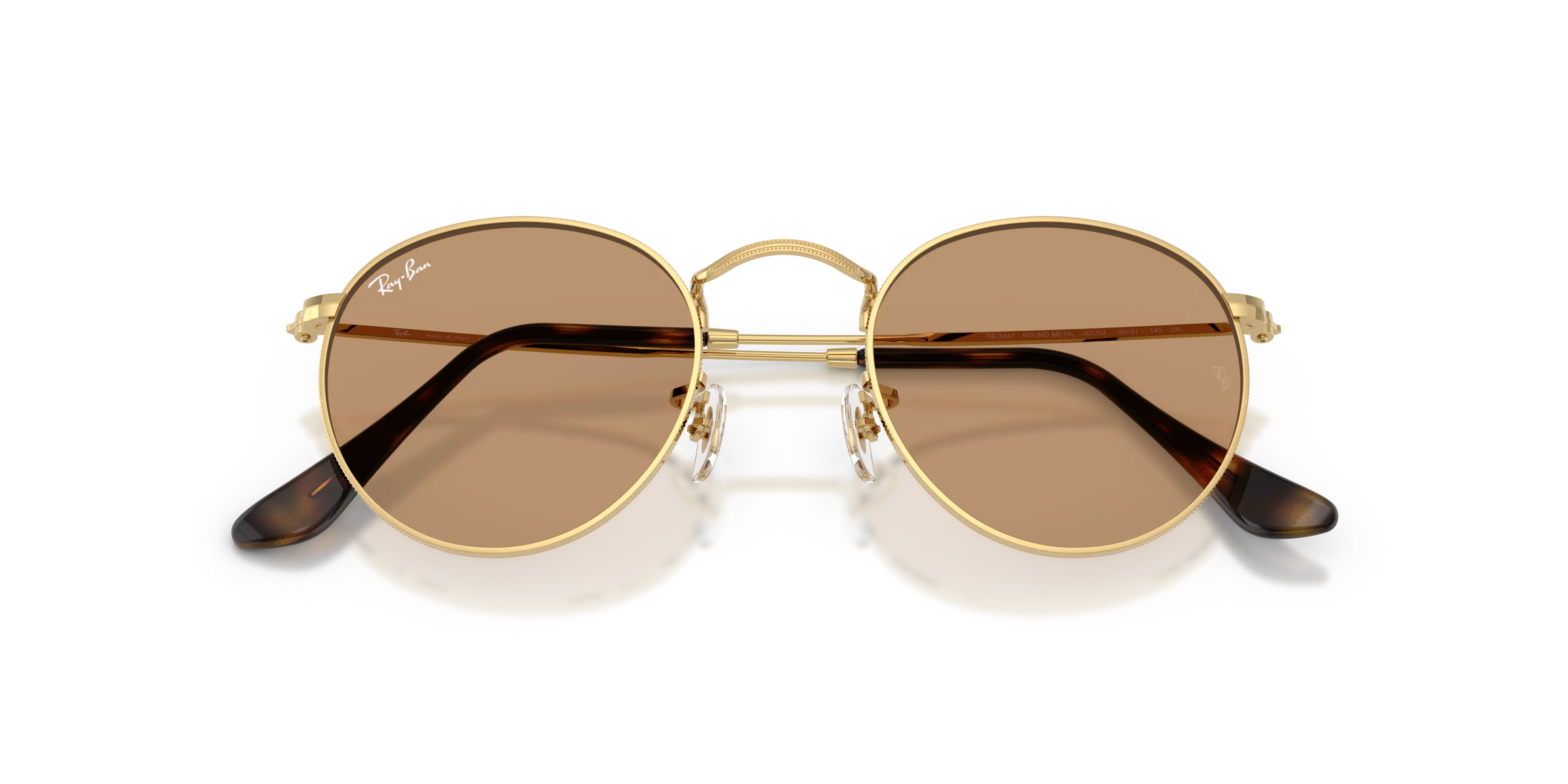 Ray - Ban RB3447 ROUND METAL 001/53 Occhiali da sole Metallo Oro Marrone Rotonda Normale - immagine 2