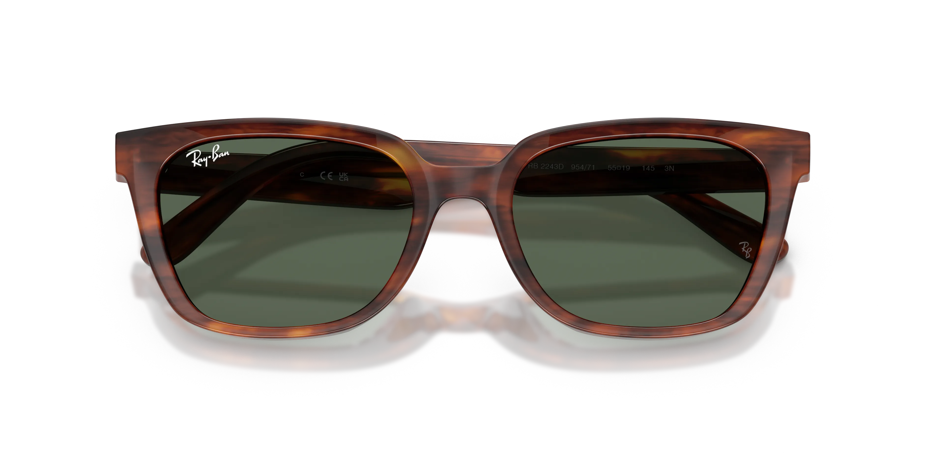 Ray - Ban RB2243D 954/71 Occhiali da sole Acetato Marrone Verde Geometrica Normale - immagine 2