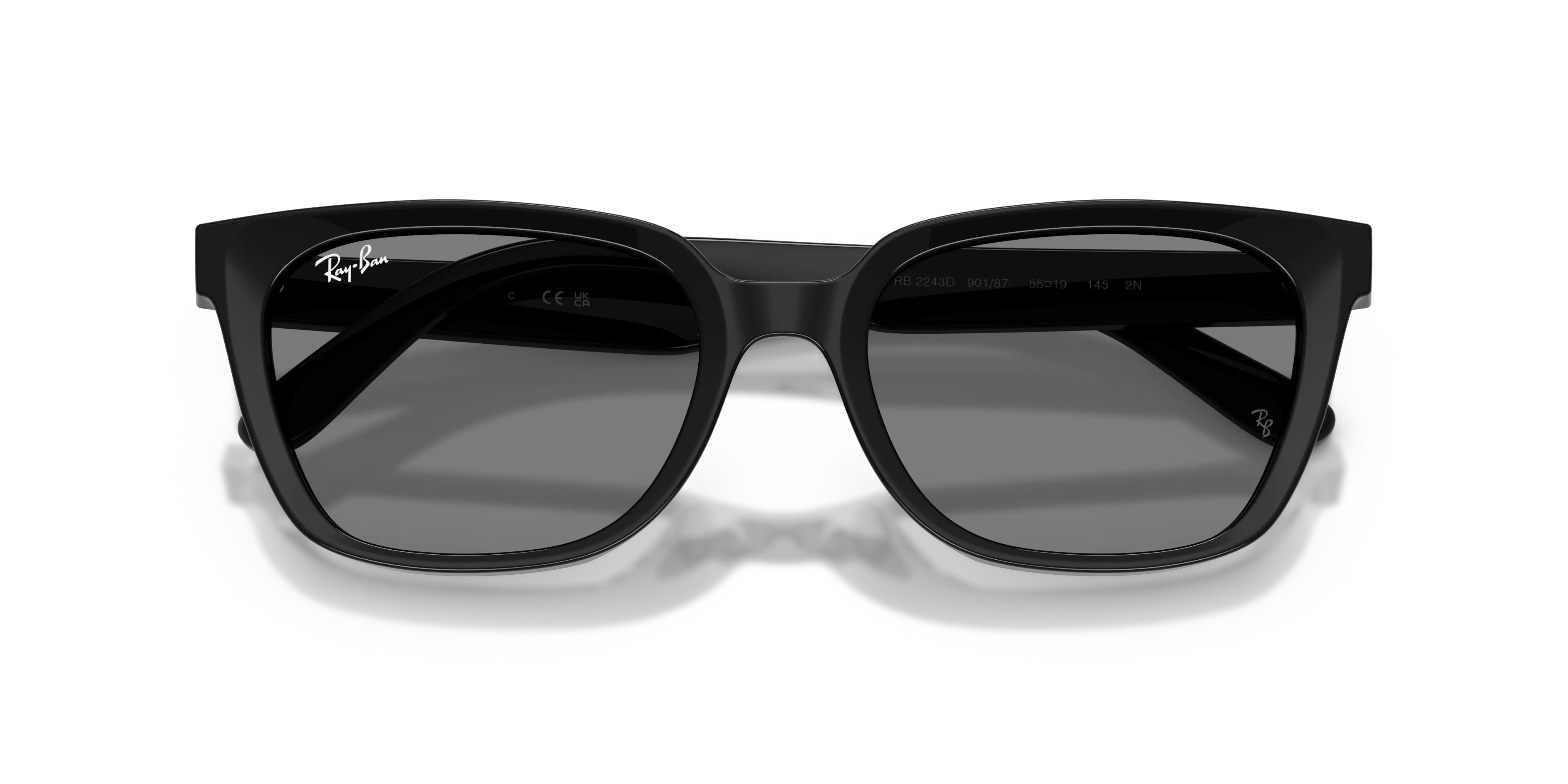 Ray - Ban RB2243D 901/87 Occhiali da sole Acetato Nero Grigio Geometrica Normale - immagine 2