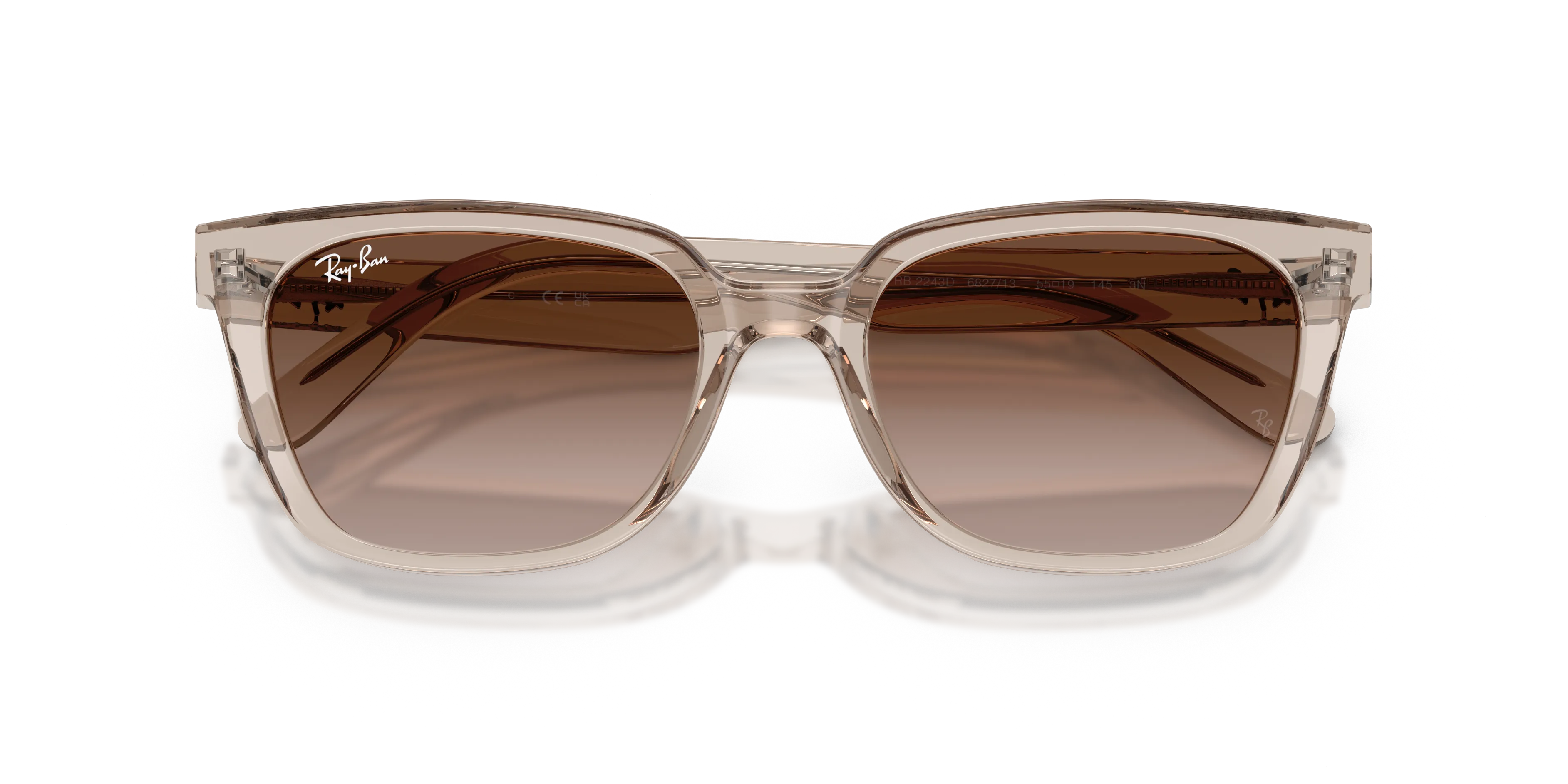 Ray - Ban RB2243D 682713 Occhiali da sole Acetato Marrone Marrone Geometrica Normale Sfumato - immagine 2