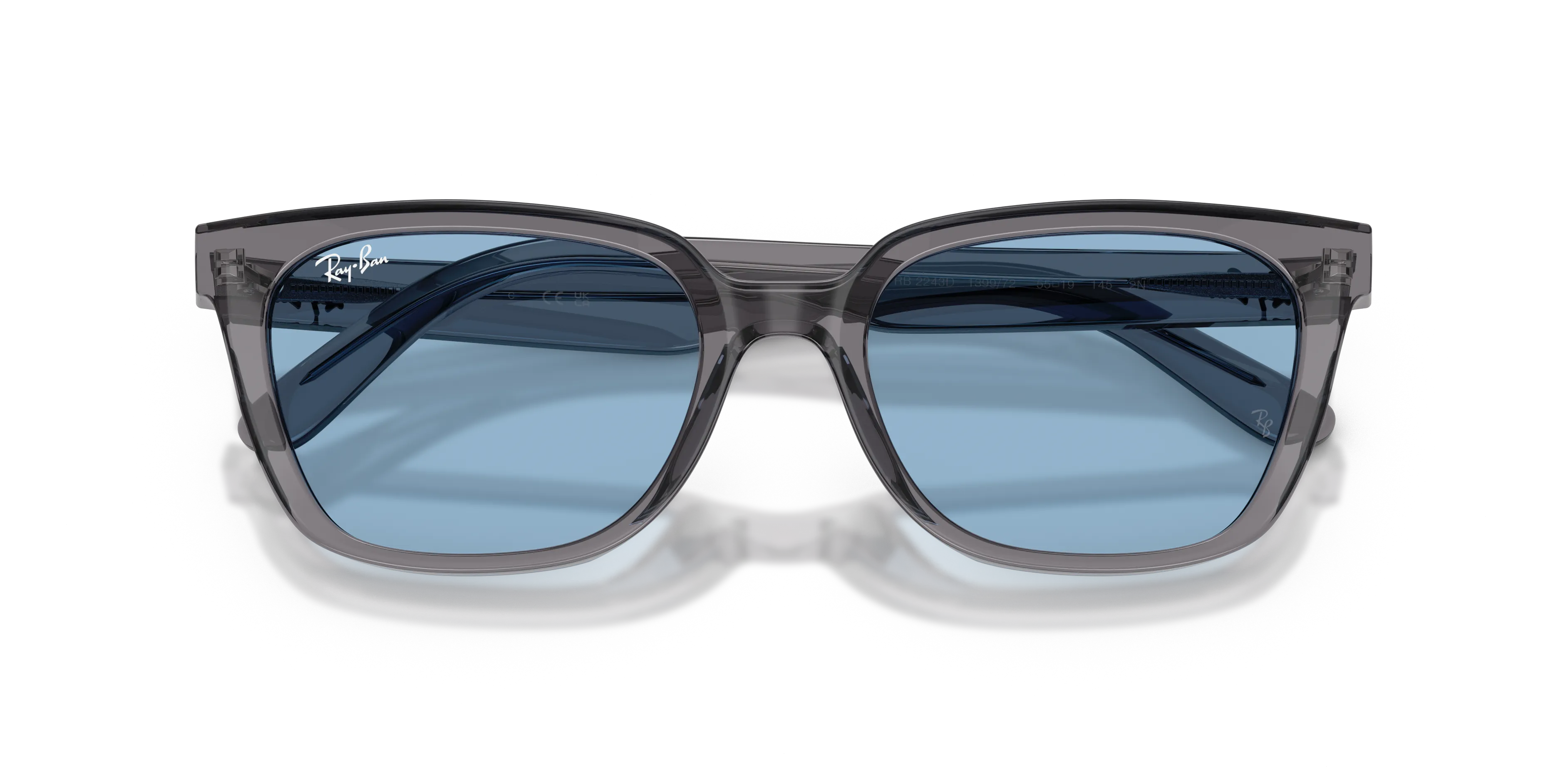 Ray - Ban RB2243D 139972 Occhiali da sole Acetato Grigio Blu Geometrica Normale - immagine 2