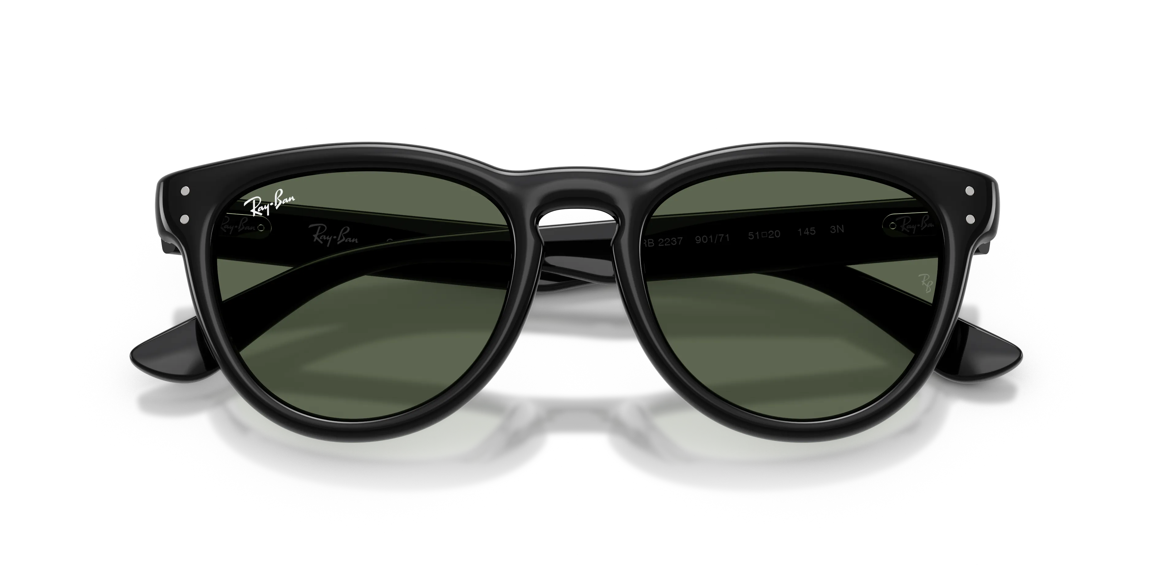 Ray - Ban RB2237 901/71 Occhiali da sole Acetato Nero Verde Pantos Normale - immagine 2
