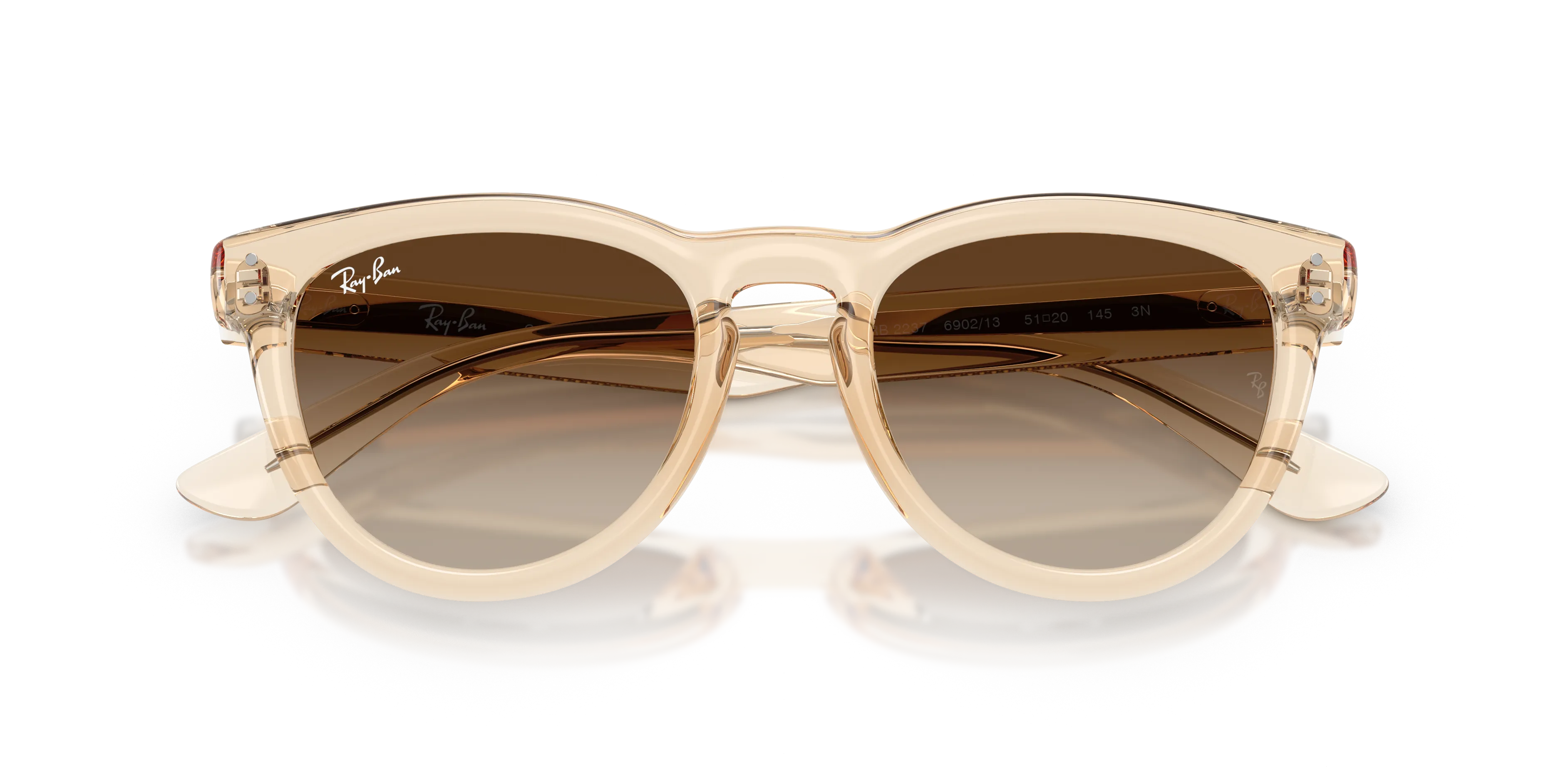 Ray - Ban RB2237 690213 Occhiali da sole Acetato Rosa Marrone Pantos Normale Sfumato - immagine 2