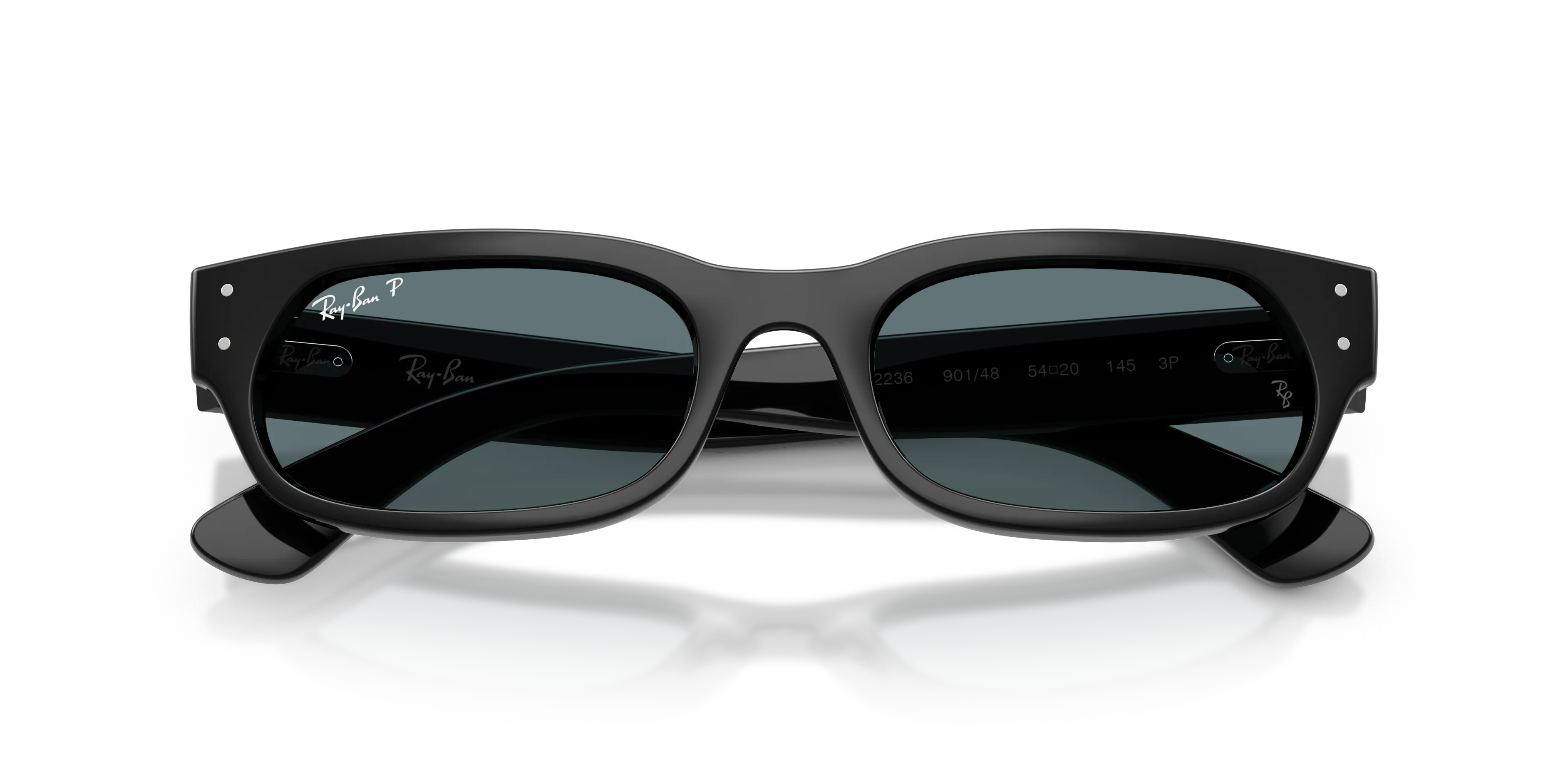 Ray - Ban RB2236 901/48 Occhiali da sole Acetato Nero Grigio Geometrica Polarizzata - immagine 2