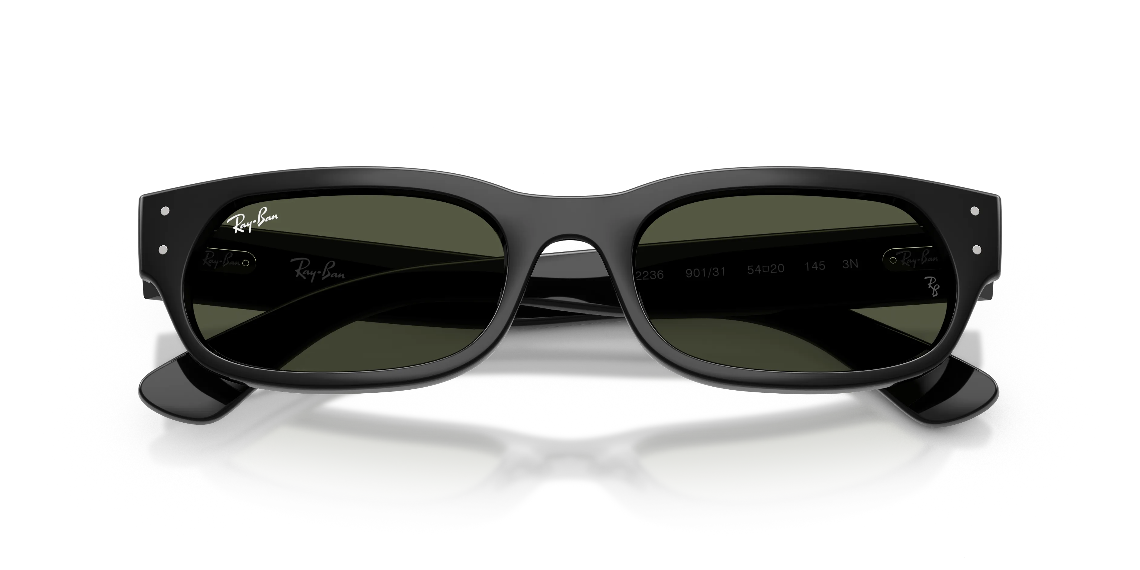 Ray - Ban RB2236 901/31 Occhiali da sole Acetato Nero Verde Geometrica Normale - immagine 2