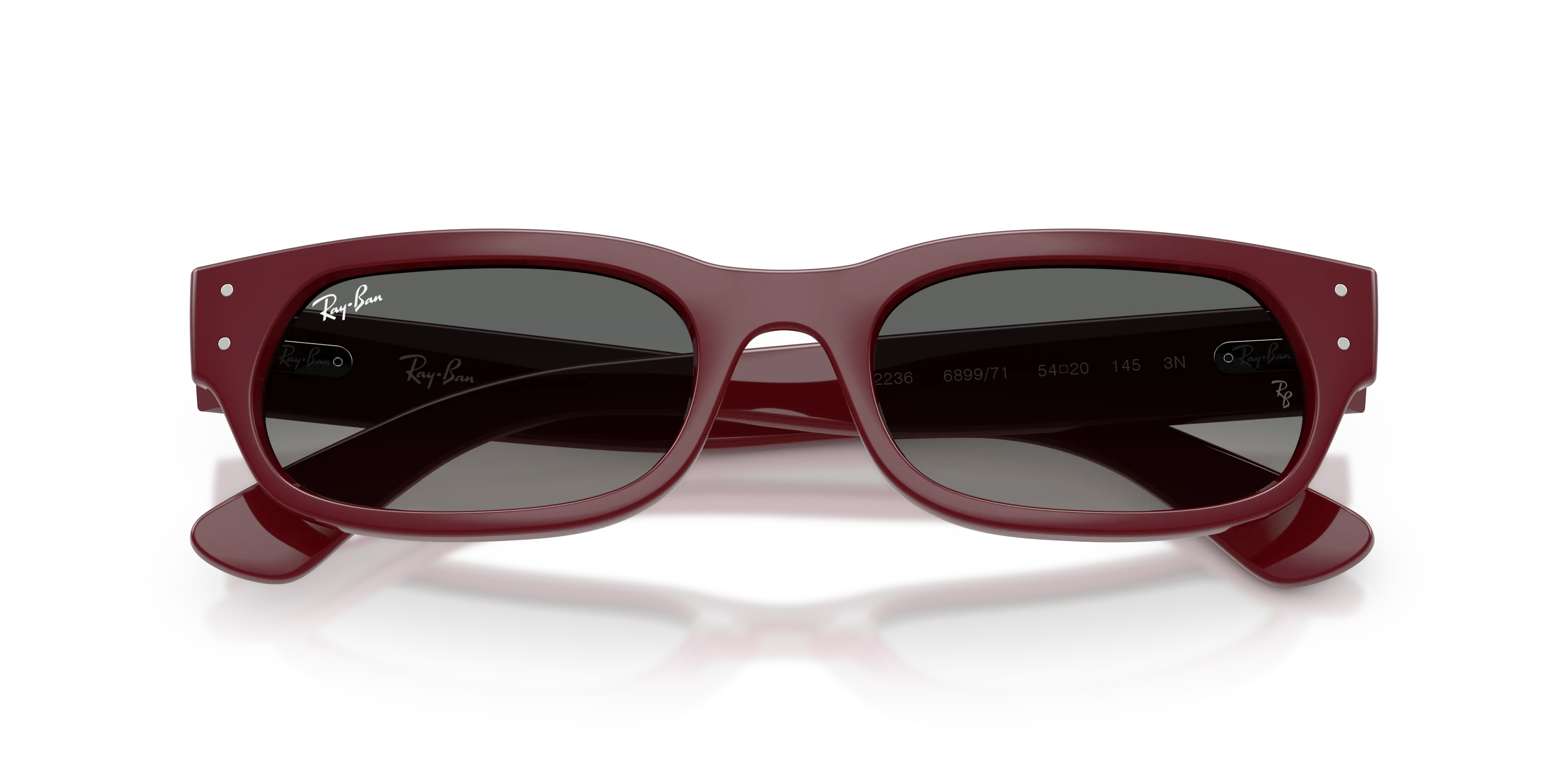Ray - Ban RB2236 689971 Occhiali da sole Acetato Rosso Grigio Geometrica Normale Sfumato - immagine 2
