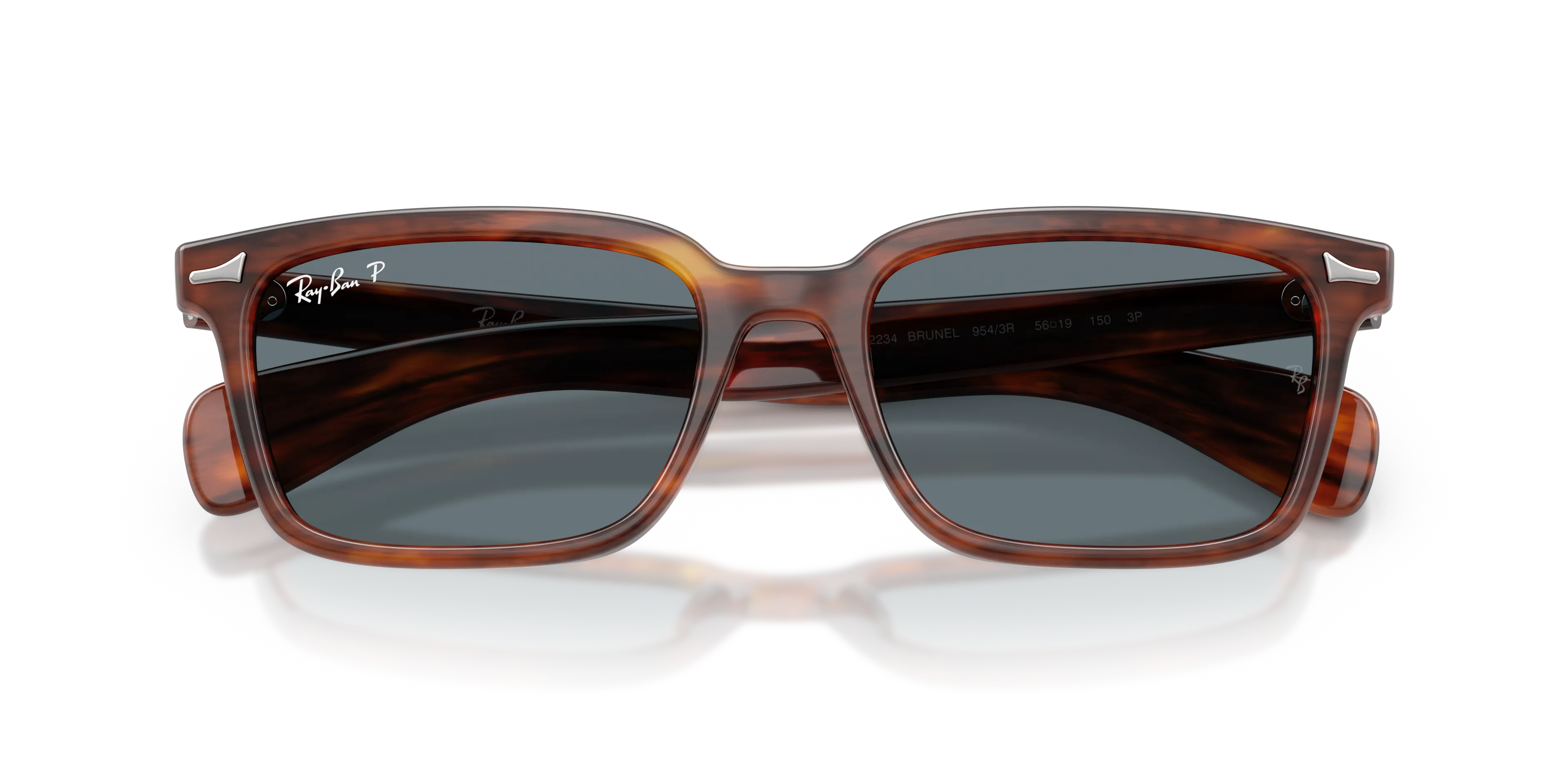 Ray - Ban RB2234 BRUNEL 954/3R Occhiali da sole Acetato Marrone Blu Squadrata Polarizzata - immagine 2