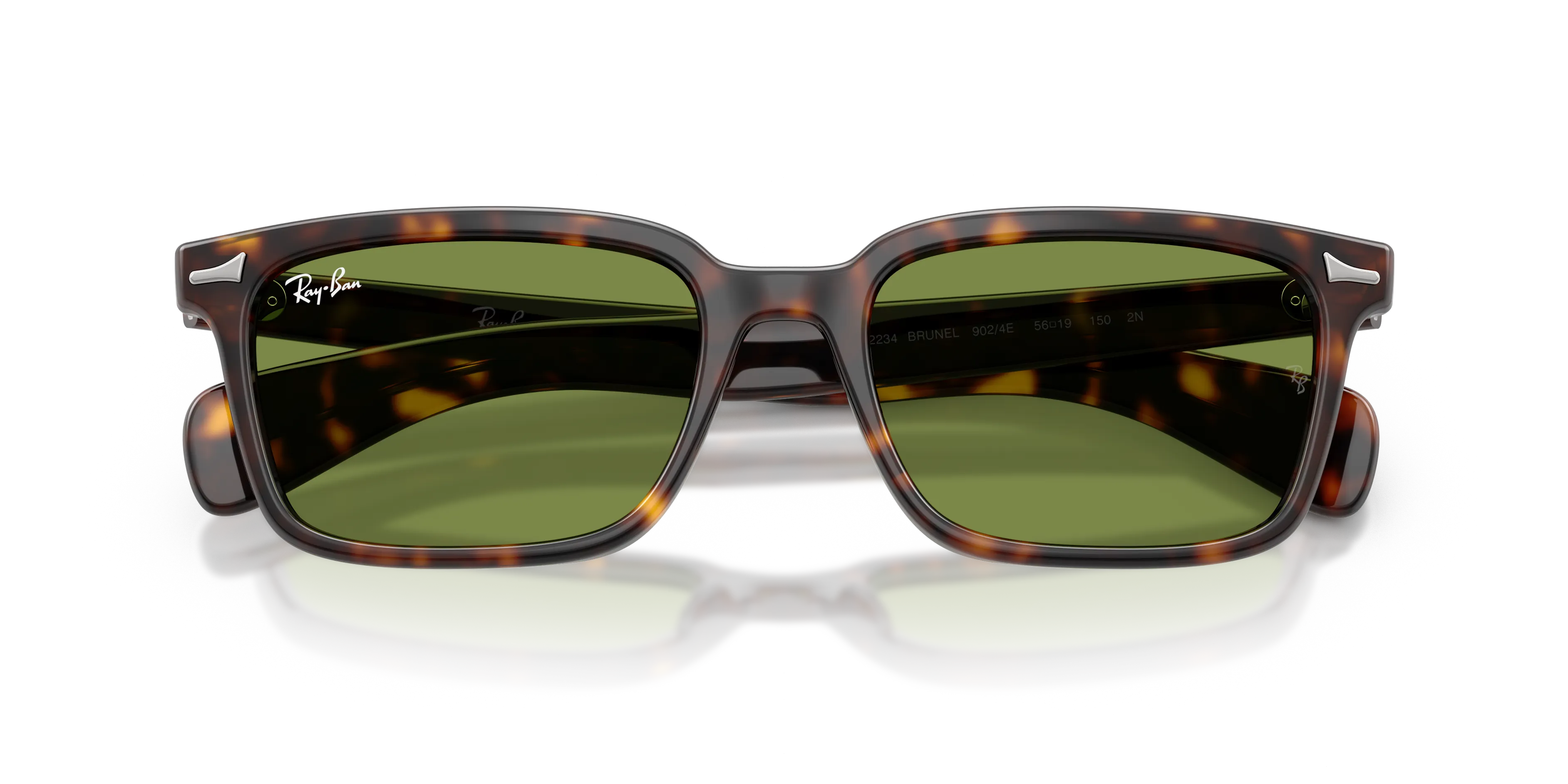 Ray - Ban RB2234 BRUNEL 902/4E Occhiali da sole Acetato Tartaruga Verde Squadrata Normale - immagine 2