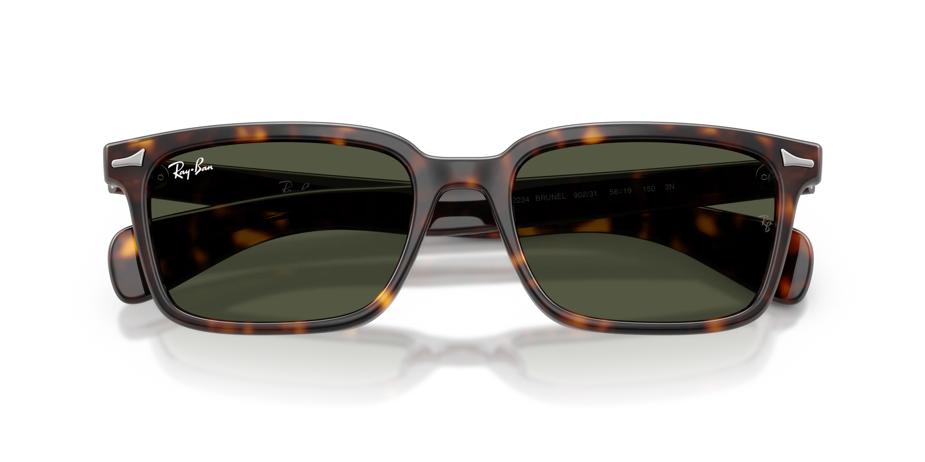 Ray - Ban RB2234 BRUNEL 902/31 Occhiali da sole Acetato Tartaruga Verde Squadrata Normale - immagine 2