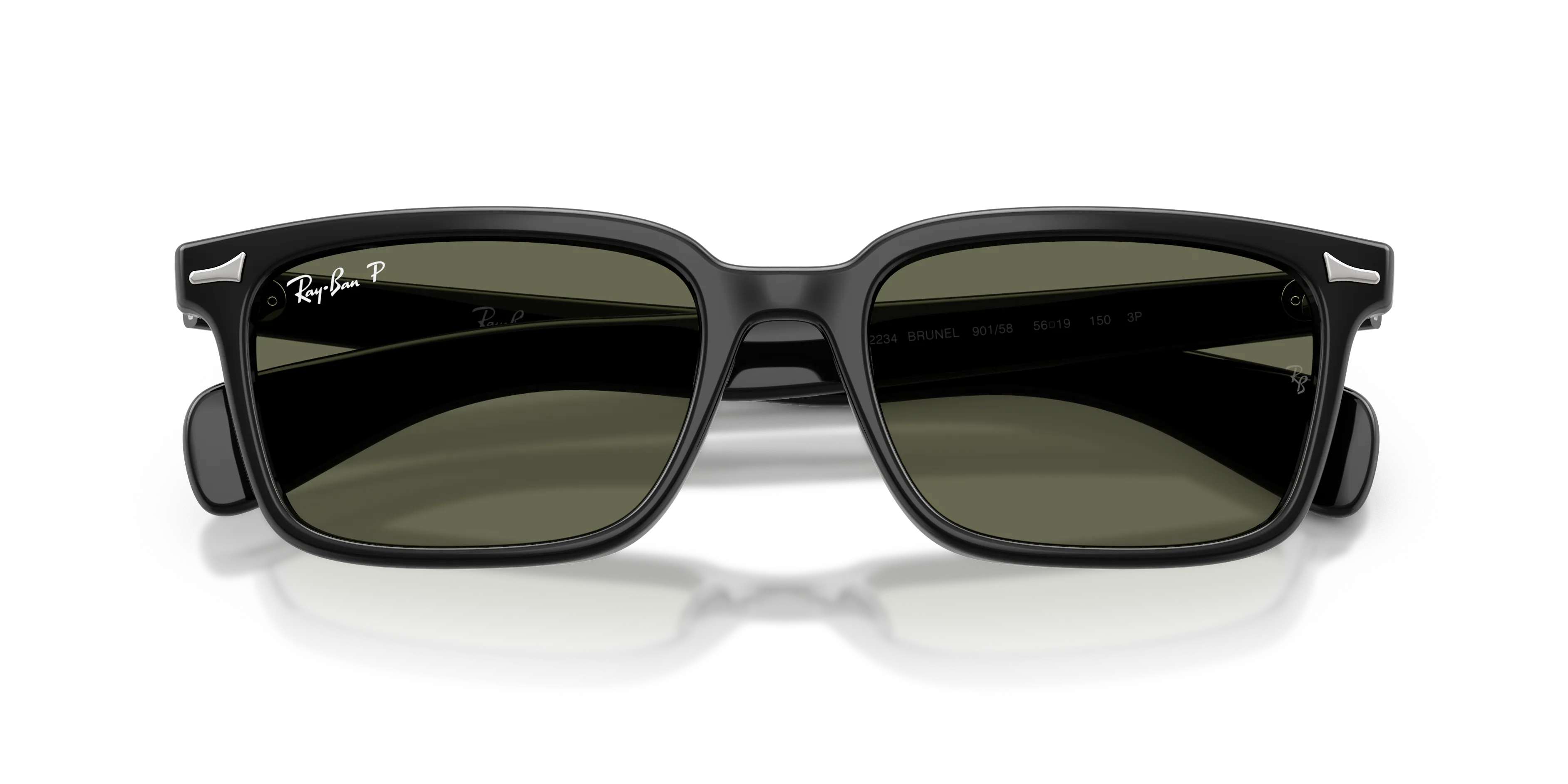 Ray - Ban RB2234 BRUNEL 901/58 Occhiali da sole Acetato Nero Verde Squadrata Polarizzata - immagine 2
