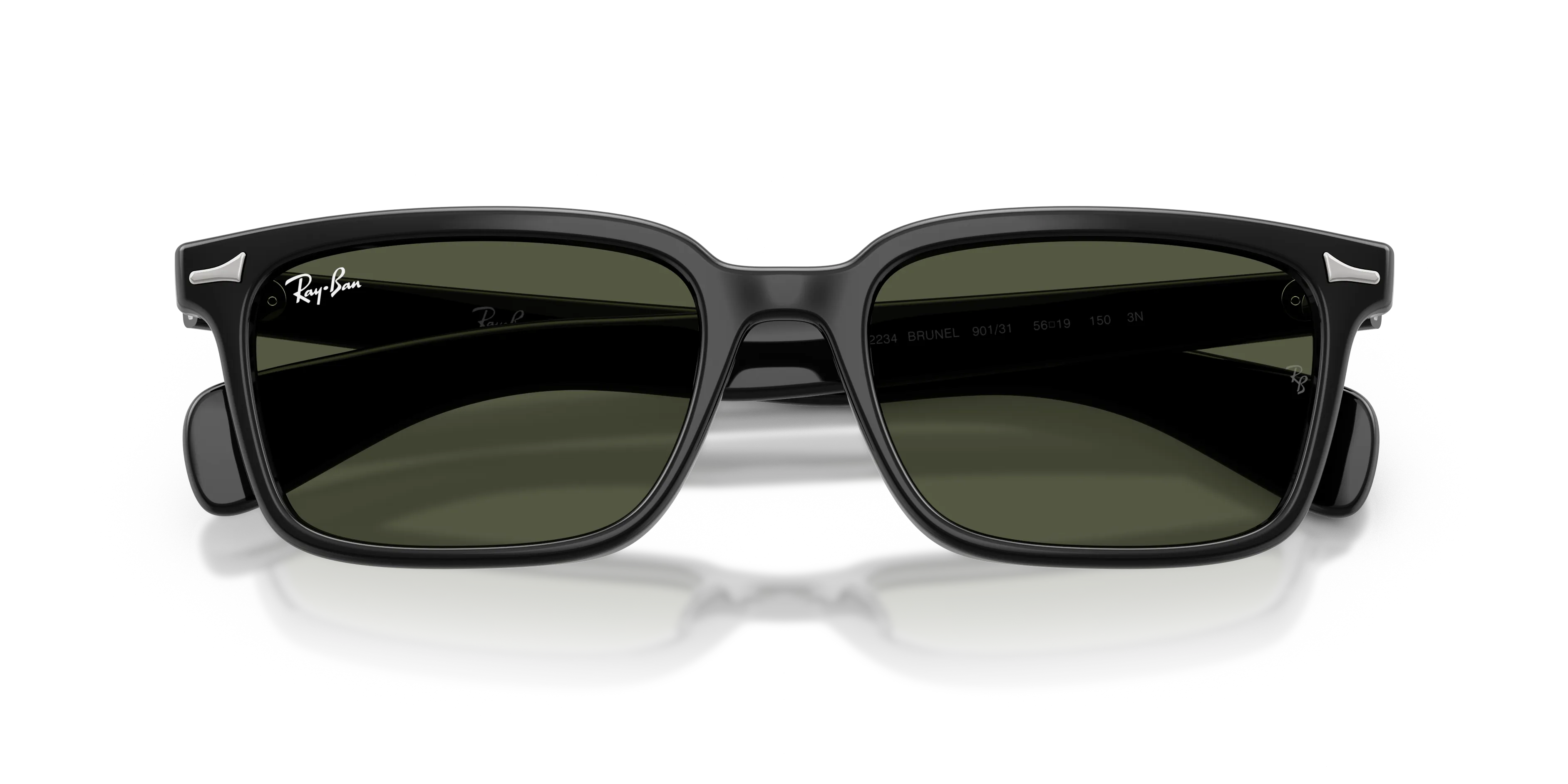 Ray - Ban RB2234 BRUNEL 901/31 Occhiali da sole Acetato Nero Verde Squadrata Normale - immagine 2