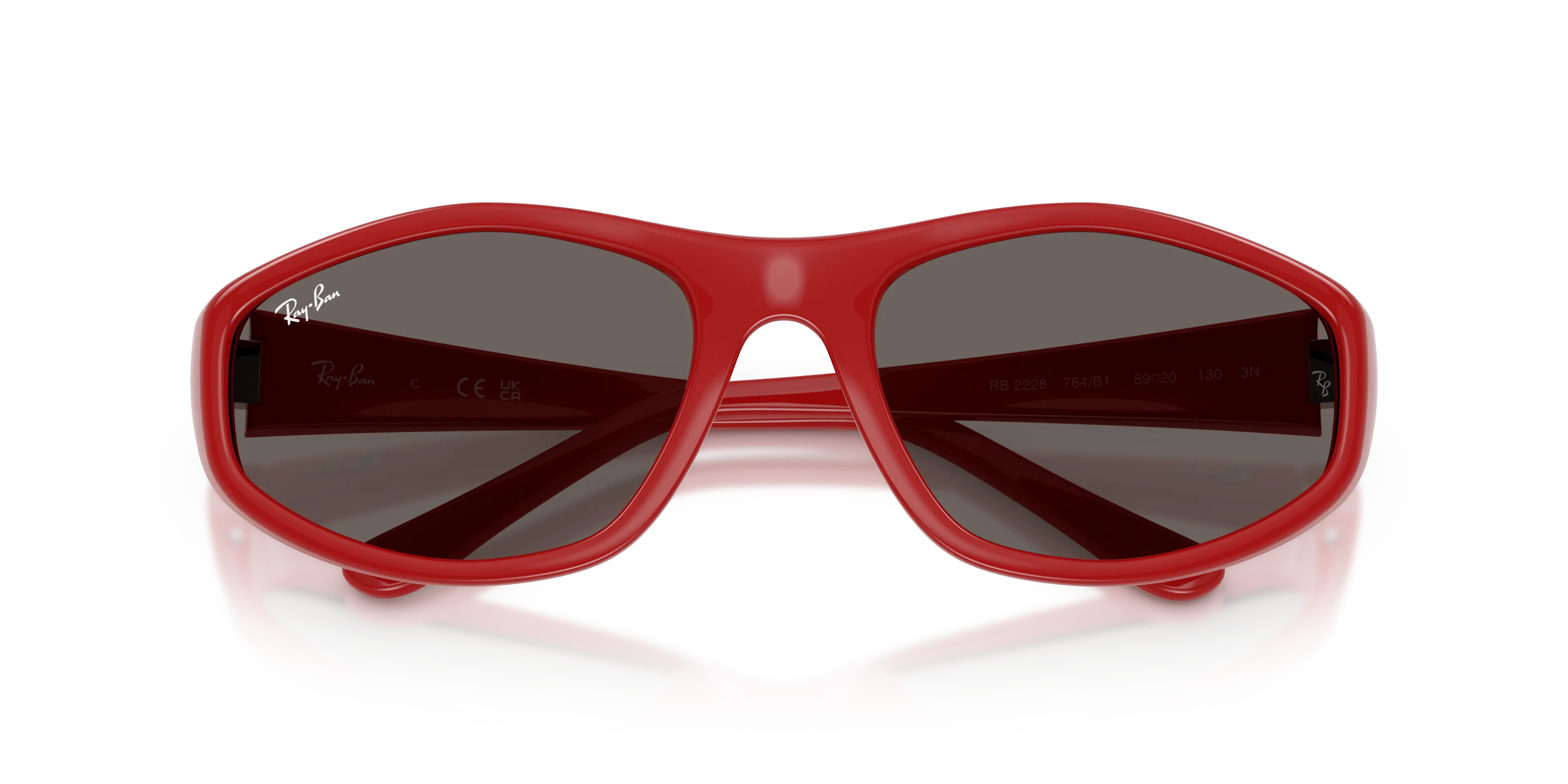 Ray - Ban RB2228 764/B1 Occhiali da sole Nylon Rosso Grigio Geometrica Normale - immagine 2