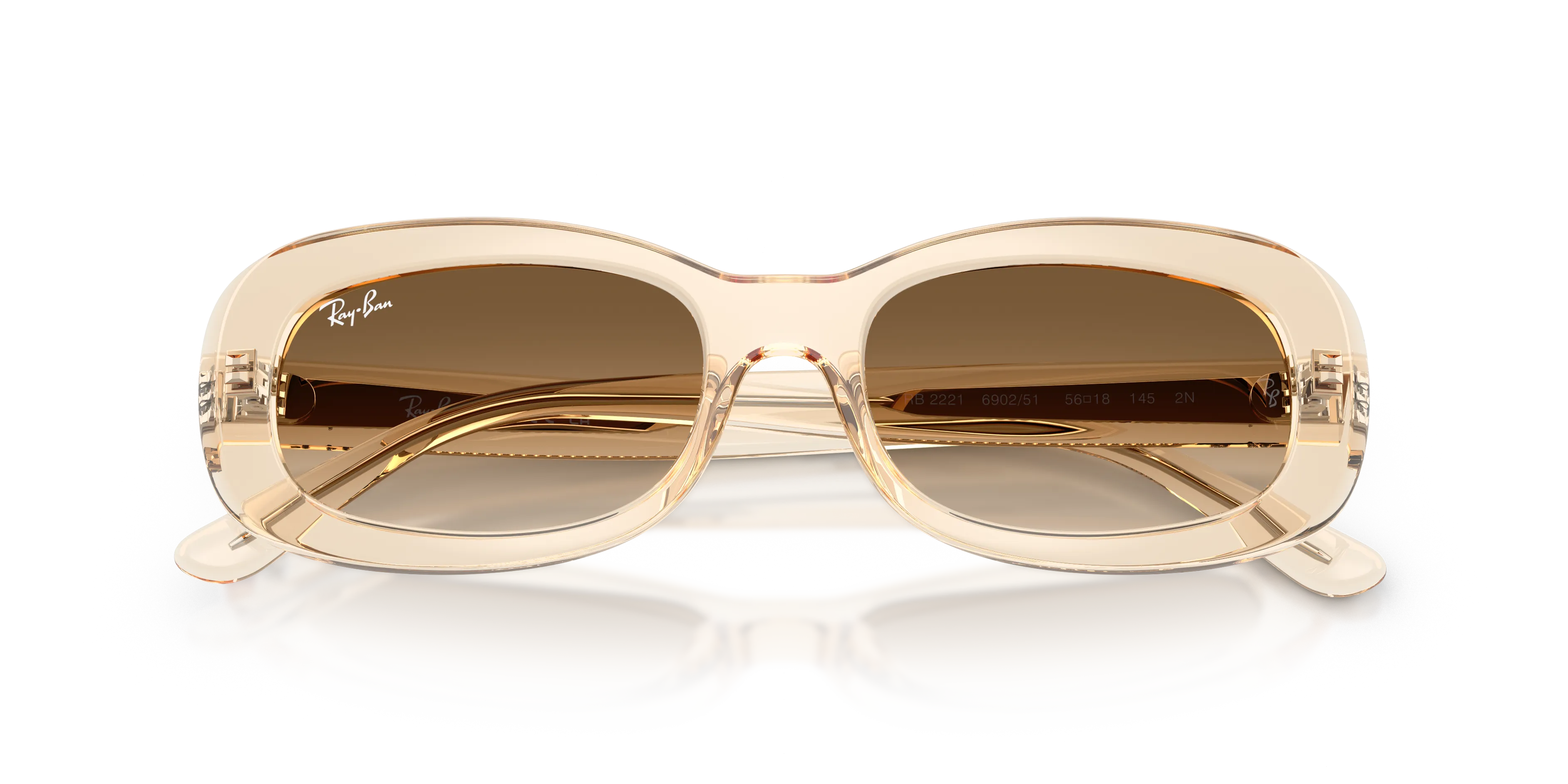 Ray - Ban RB2221 690251 Occhiali da sole Acetato Rosa Marrone Rotonda Normale Sfumato - immagine 2