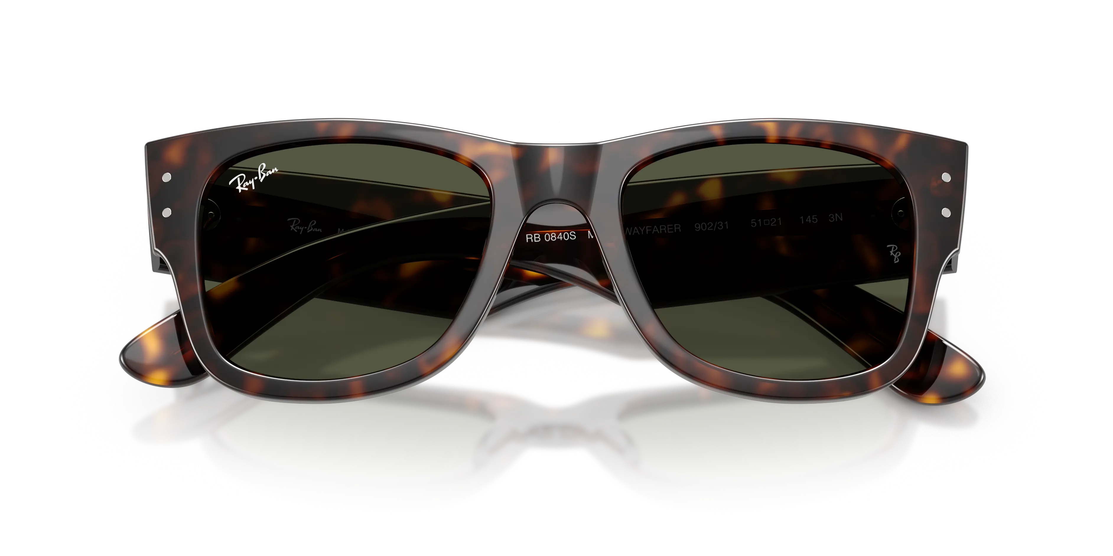 Ray - Ban RB0840S MEGA WAYFARER 902/31 Occhiali da sole Acetato Tartaruga Verde Squadrata Normale - immagine 2