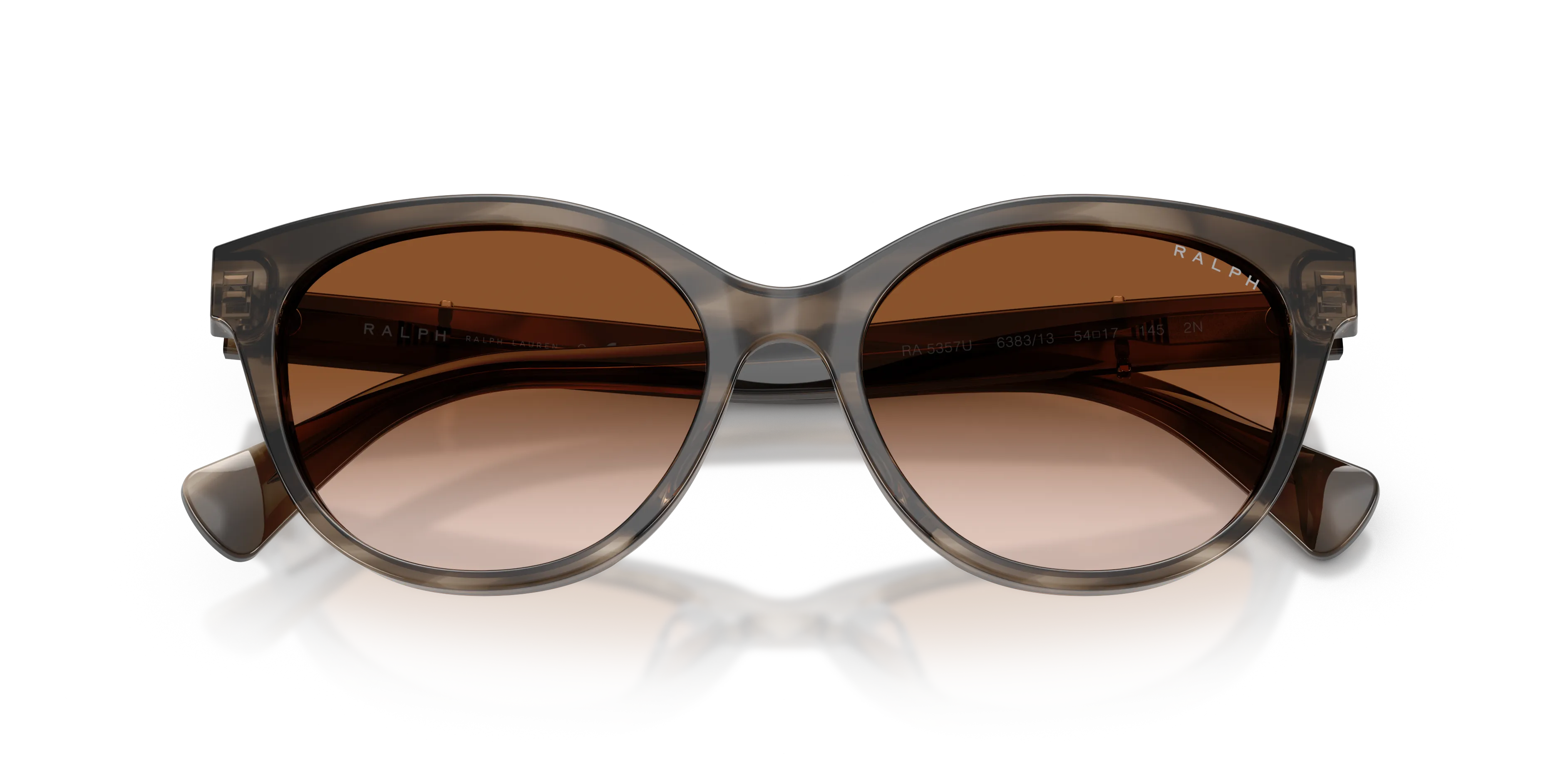 Ralph Lauren RA5357U 638313 Occhiali da sole Acetato Grigio Marrone Rotonda Normale Sfumato - immagine 2