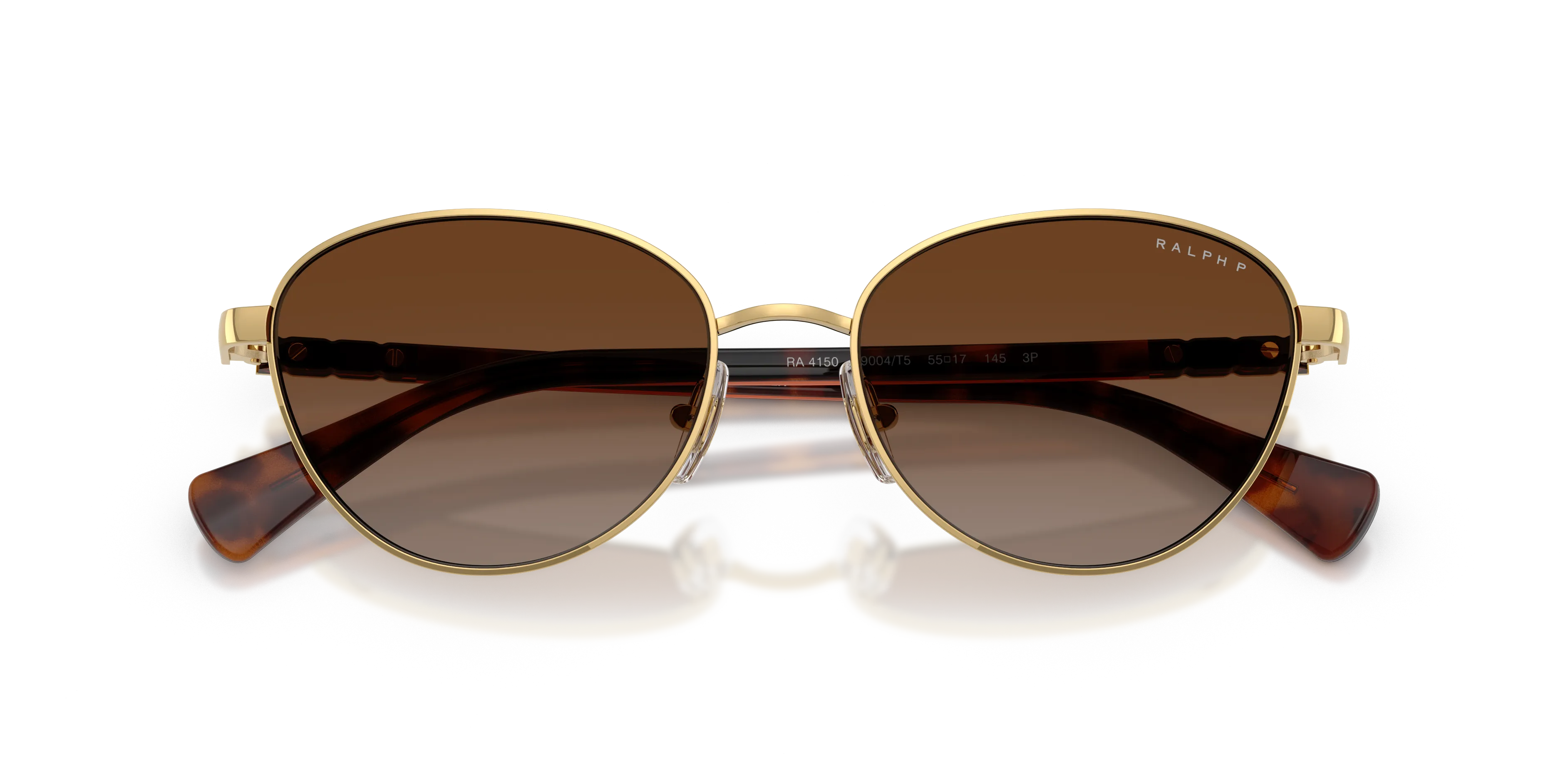 Ralph Lauren RA4150 9004T5 Occhiali da sole Metallo Oro Marrone Cat Eye Polarizzata - immagine 2