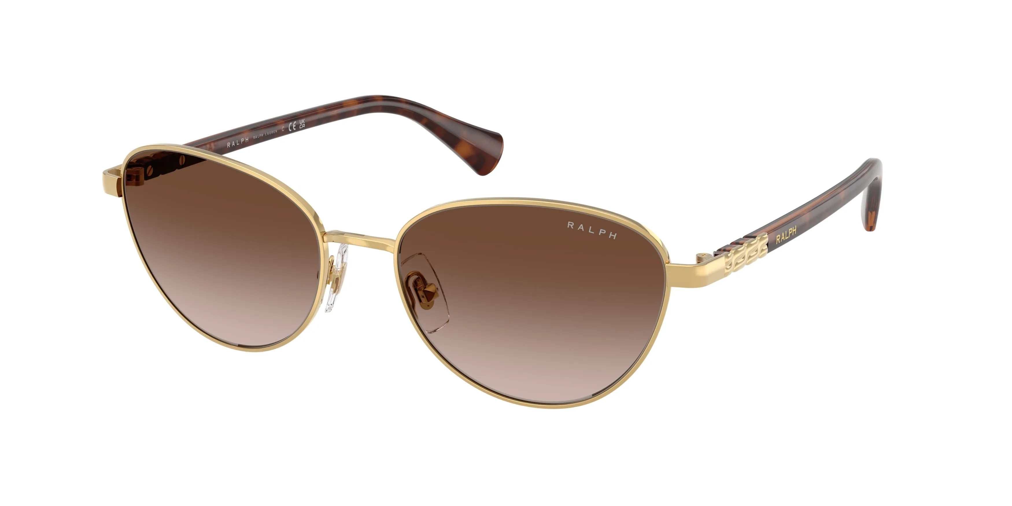 Ralph Lauren RA4150 900413 Occhiali da sole Metallo Oro Marrone Cat Eye Normale Sfumato - immagine 1