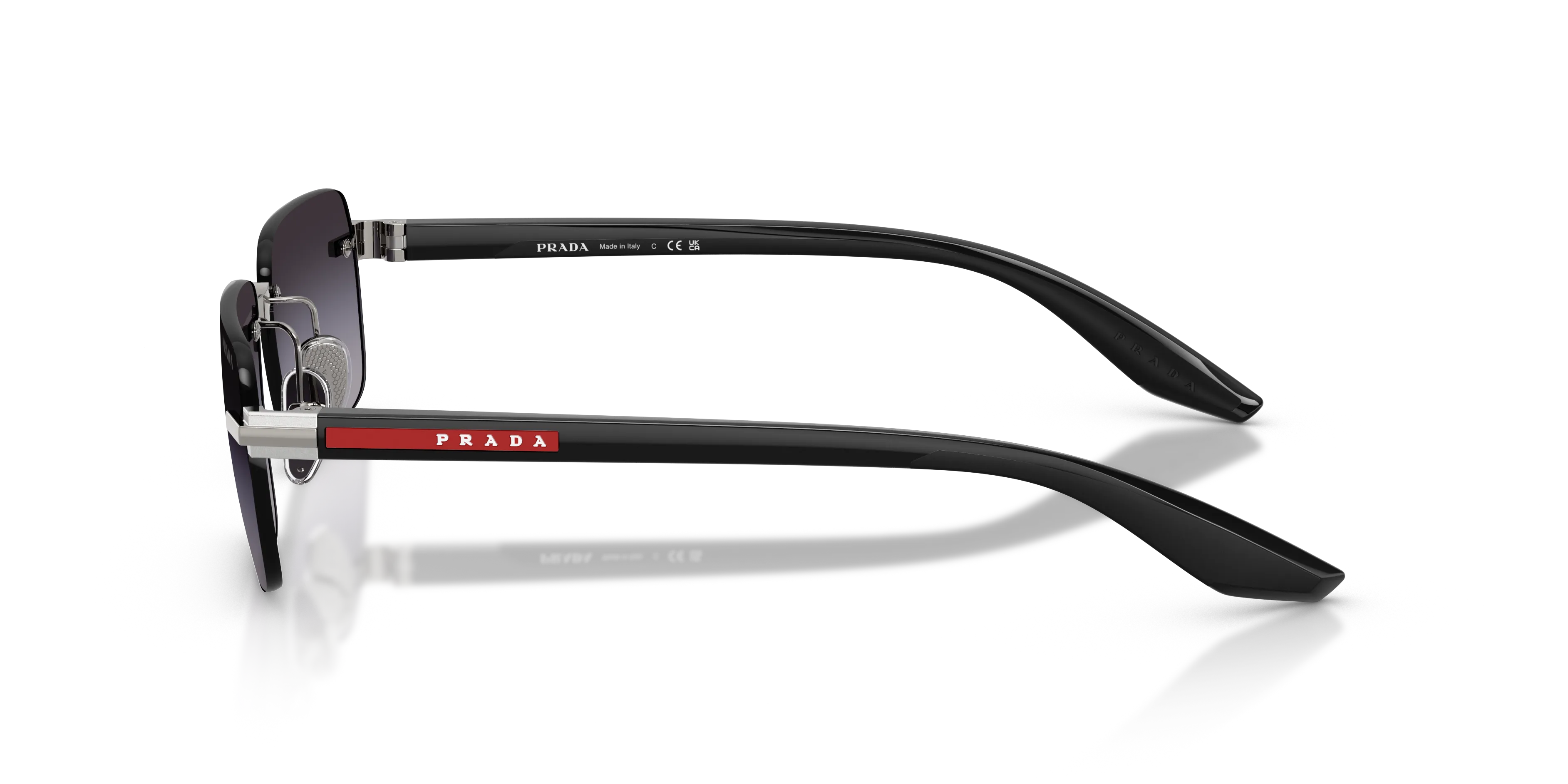 Prada Linea Rossa PS C52S 5AV31A Occhiali da sole Metallo Nero Grigio Squadrata Normale Sfumato - immagine 4