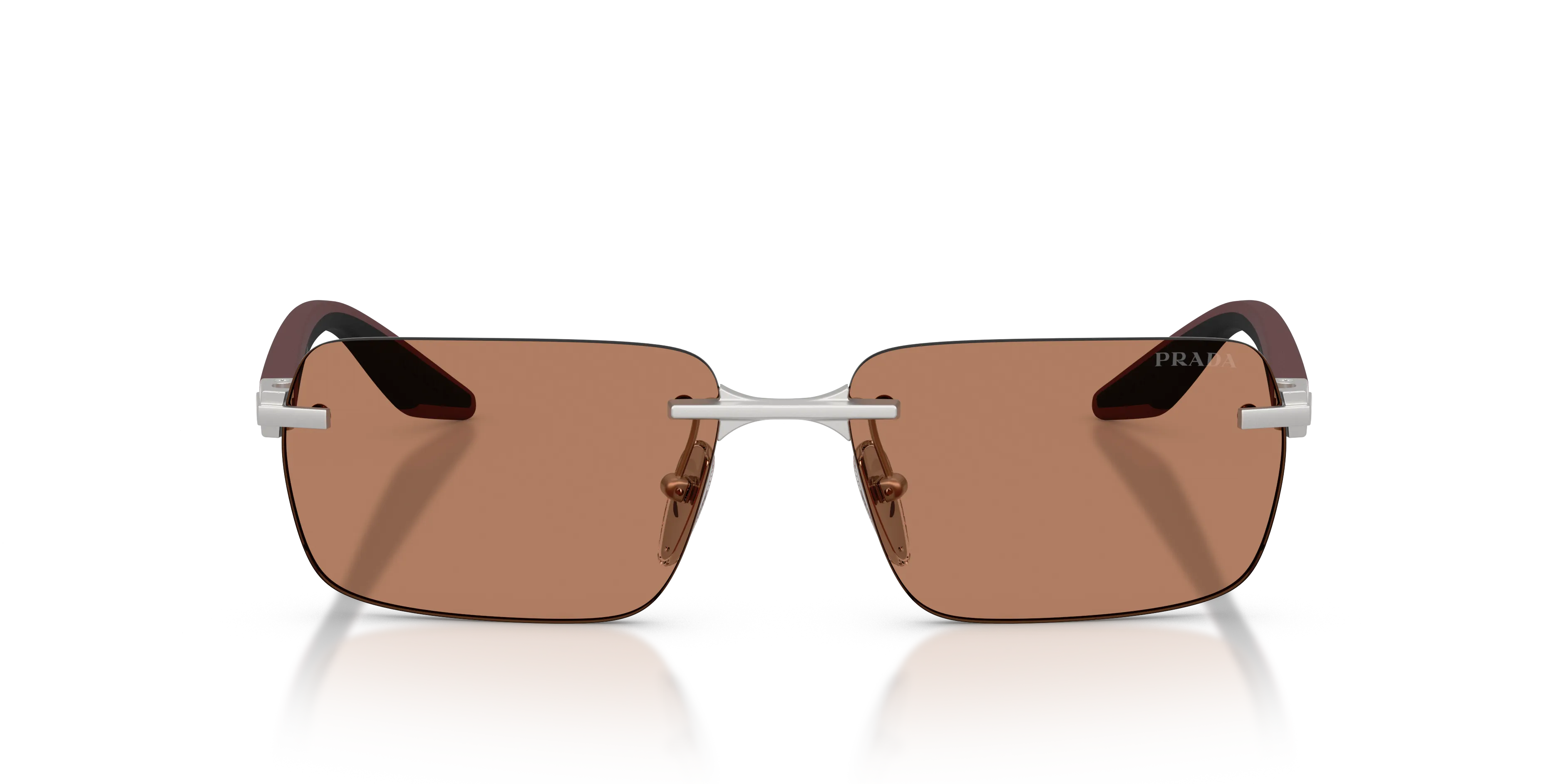 Prada Linea Rossa PS C52S 18X20D Occhiali da sole Metallo Argento Marrone Squadrata Normale - immagine 3