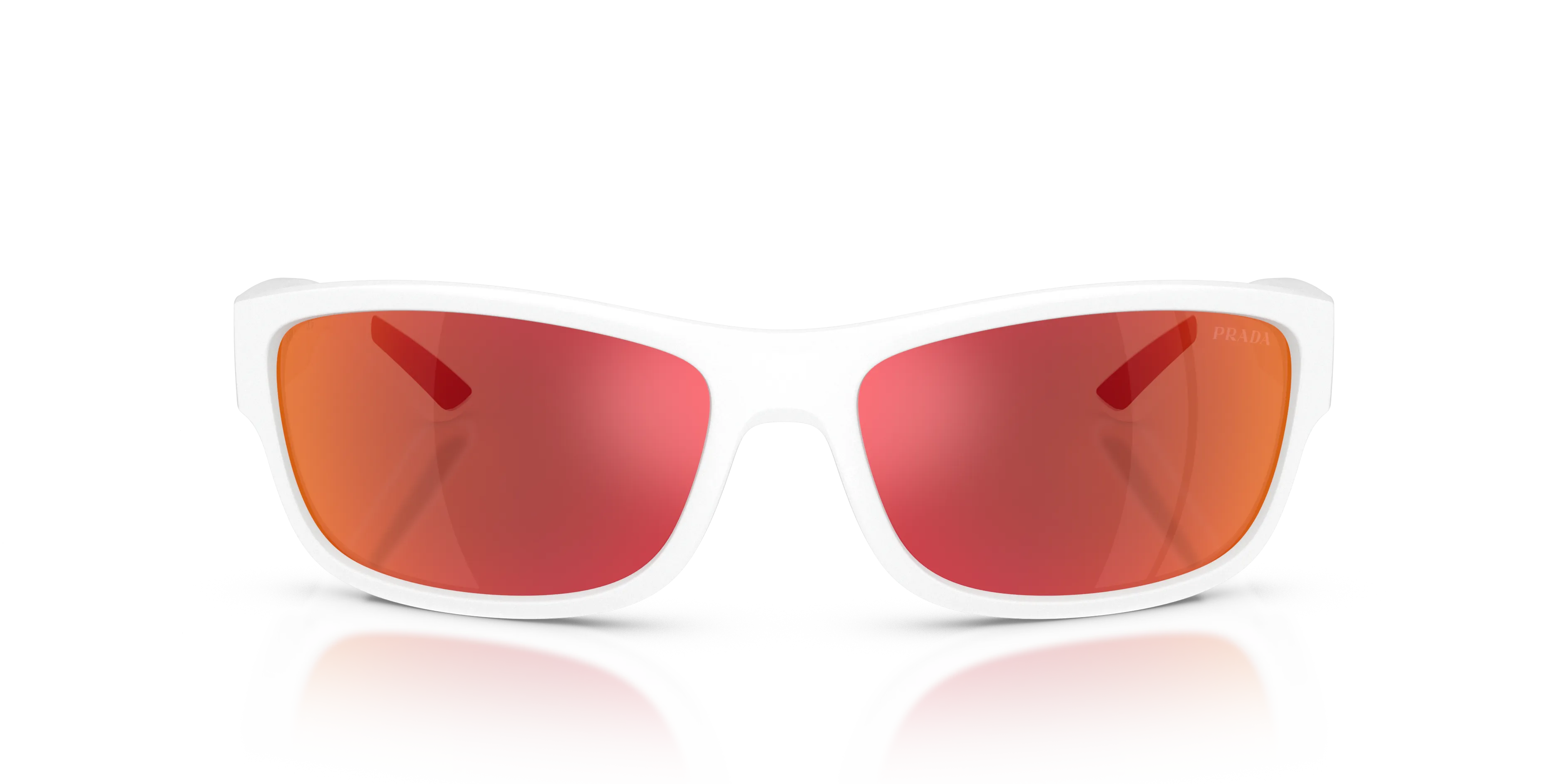 Prada Linea Rossa PS C04S AAI91D Occhiali da sole Iniettato Bianco Marrone Pillow Specchiate - immagine 3