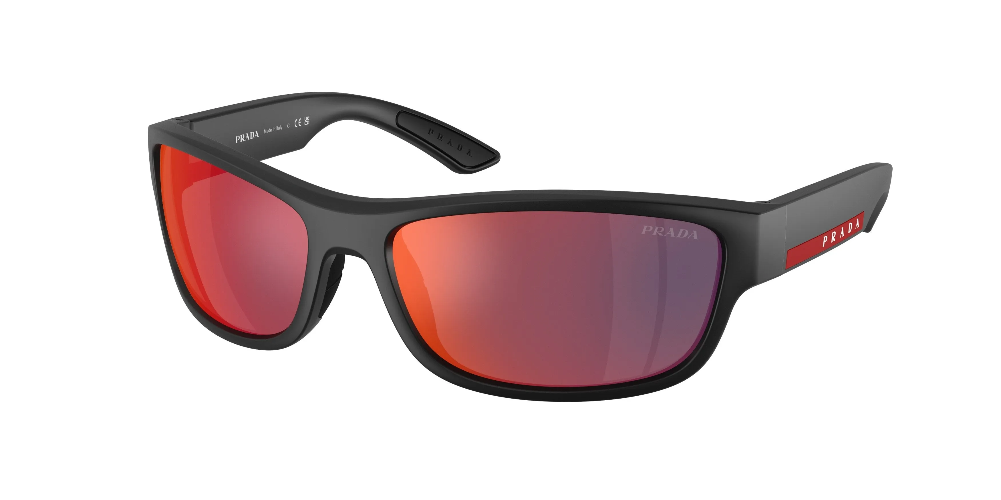 Prada Linea Rossa PS C04S 1BO21A Occhiali da sole Iniettato Nero Grigio Pillow Specchiate - immagine 1