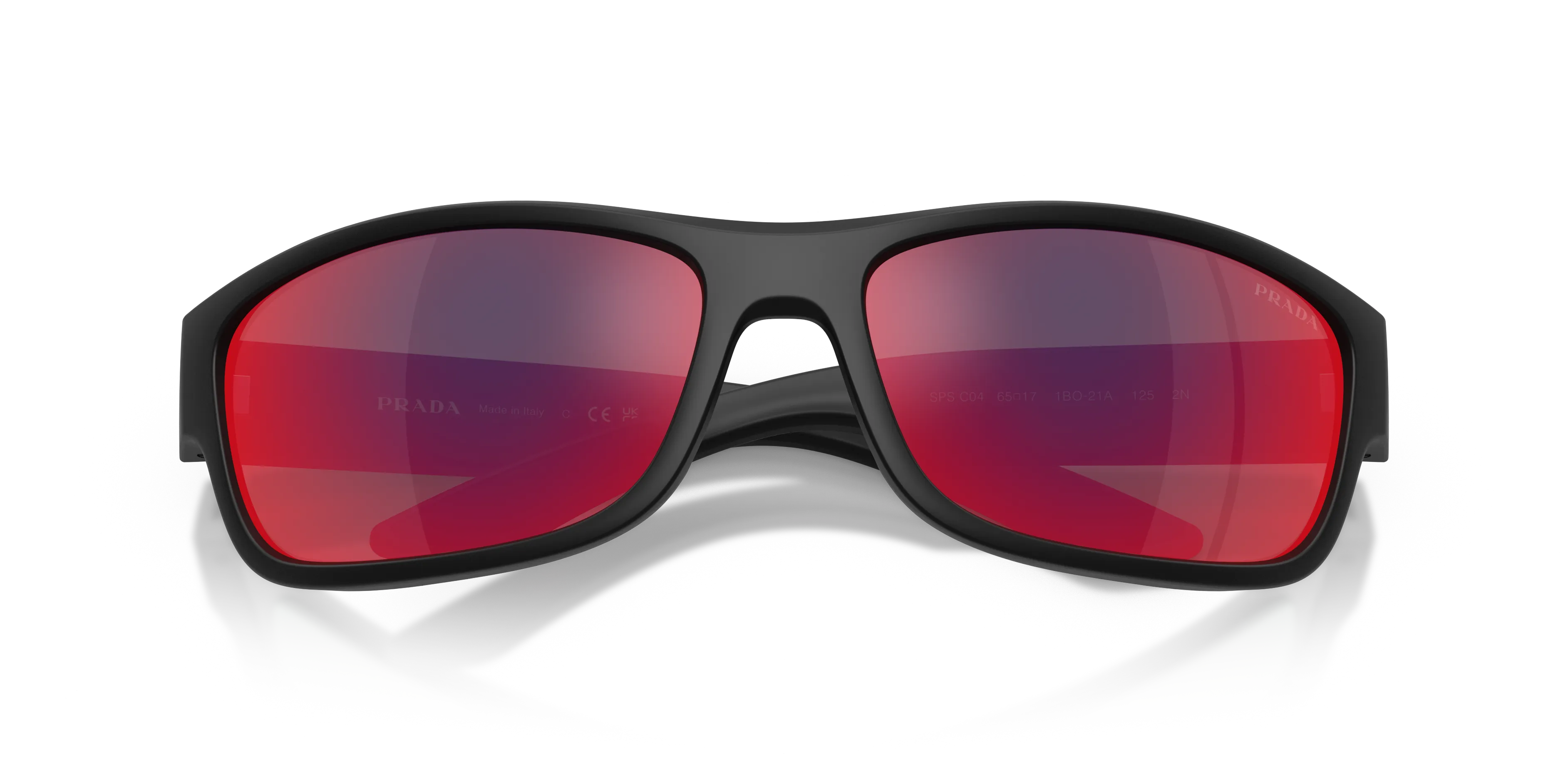 Prada Linea Rossa PS C04S 1BO21A Occhiali da sole Iniettato Nero Grigio Pillow Specchiate - immagine 2
