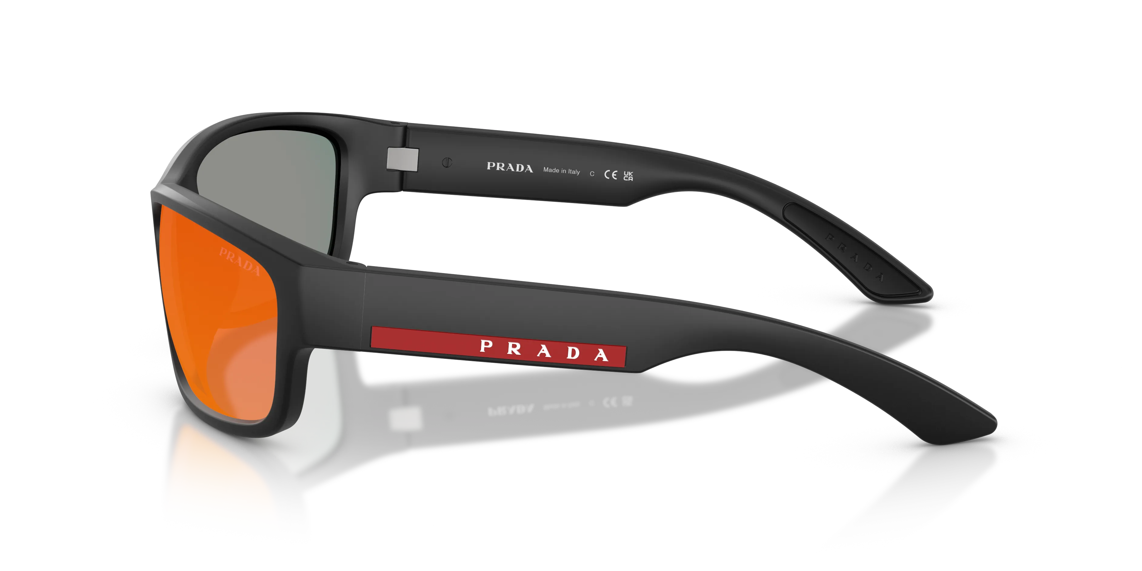 Prada Linea Rossa PS C04S 1BO21A Occhiali da sole Iniettato Nero Grigio Pillow Specchiate - immagine 4