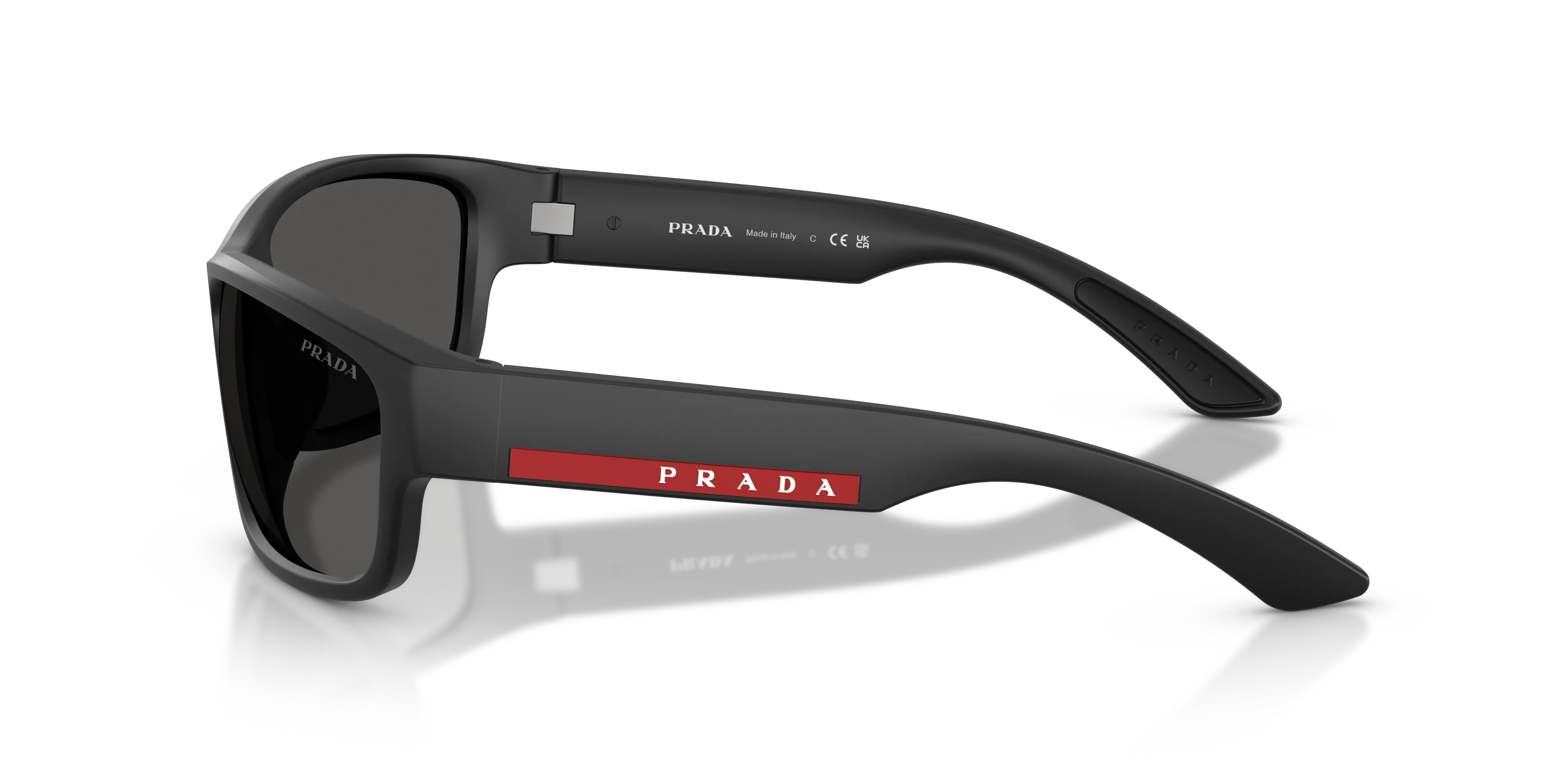 Prada Linea Rossa PS C04S 1BO08Z Occhiali da sole Iniettato Nero Grigio Pillow Normale - immagine 4