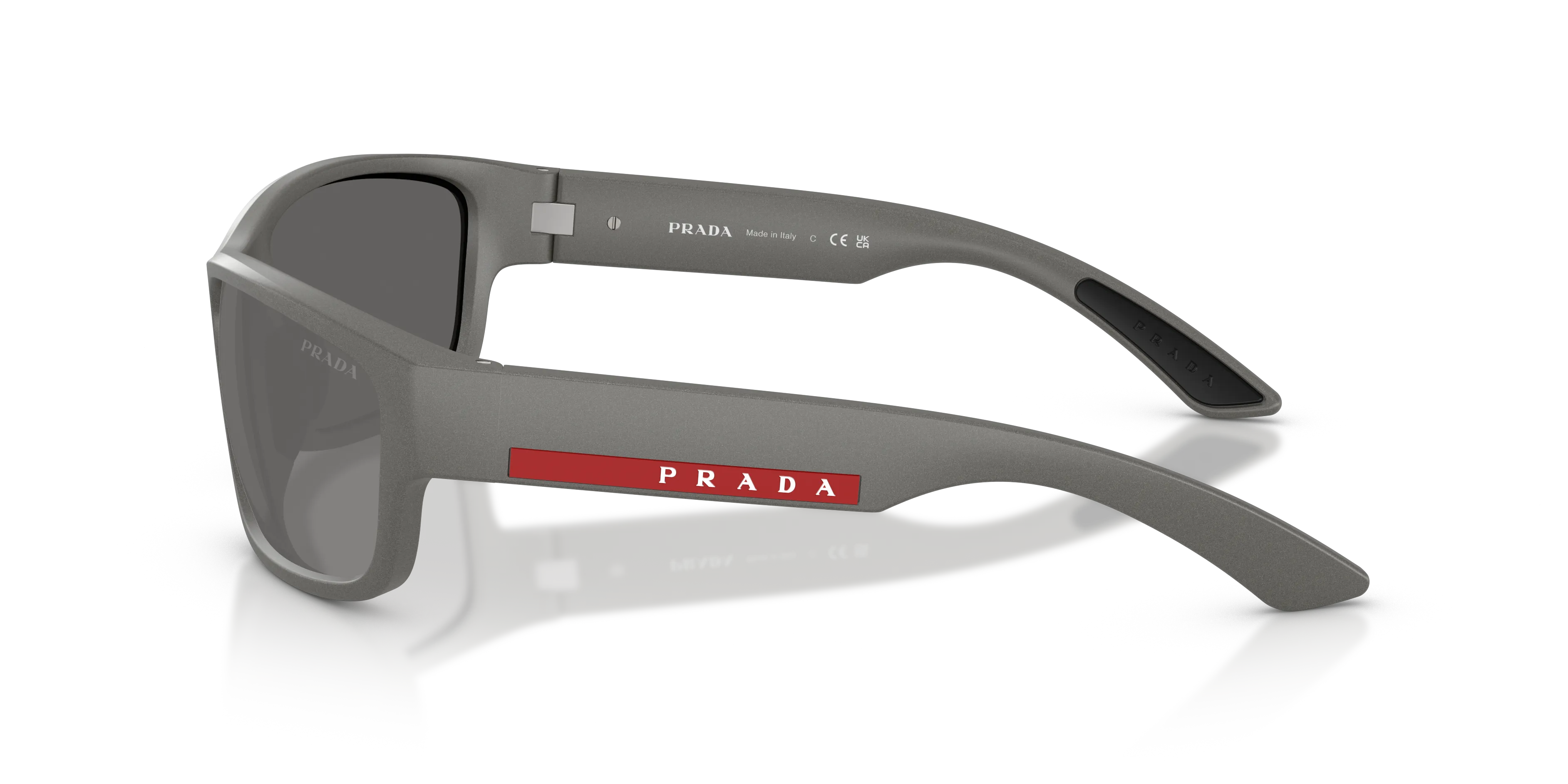 Prada Linea Rossa PS C04S 16X7W1 Occhiali da sole Iniettato Grigio Grigio Pillow Specchiate - immagine 4