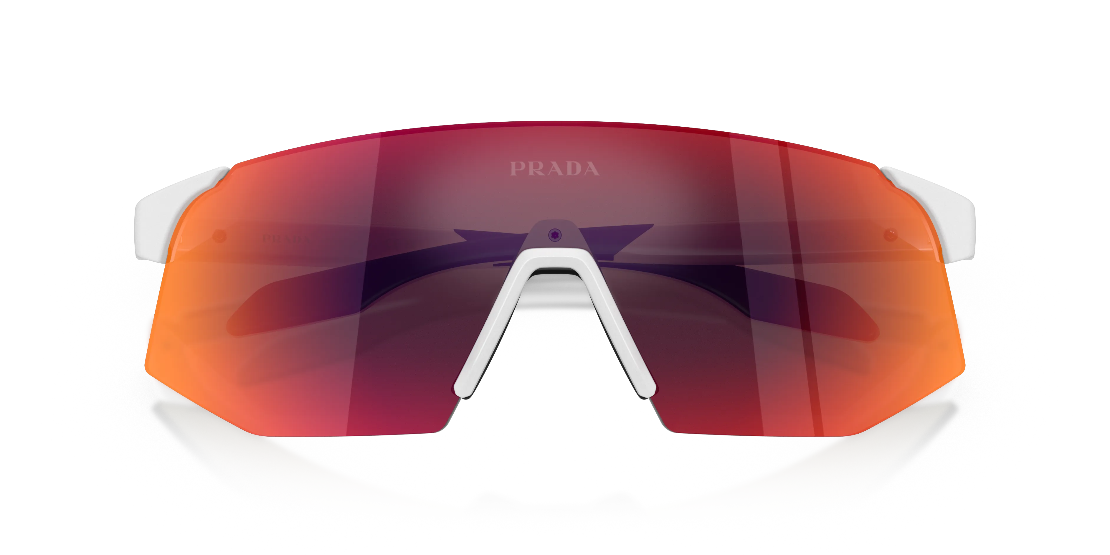 Prada Linea Rossa PS C03SU 28U91D Occhiali da sole Iniettato Bianco Marrone Geometrica Specchiate - immagine 2