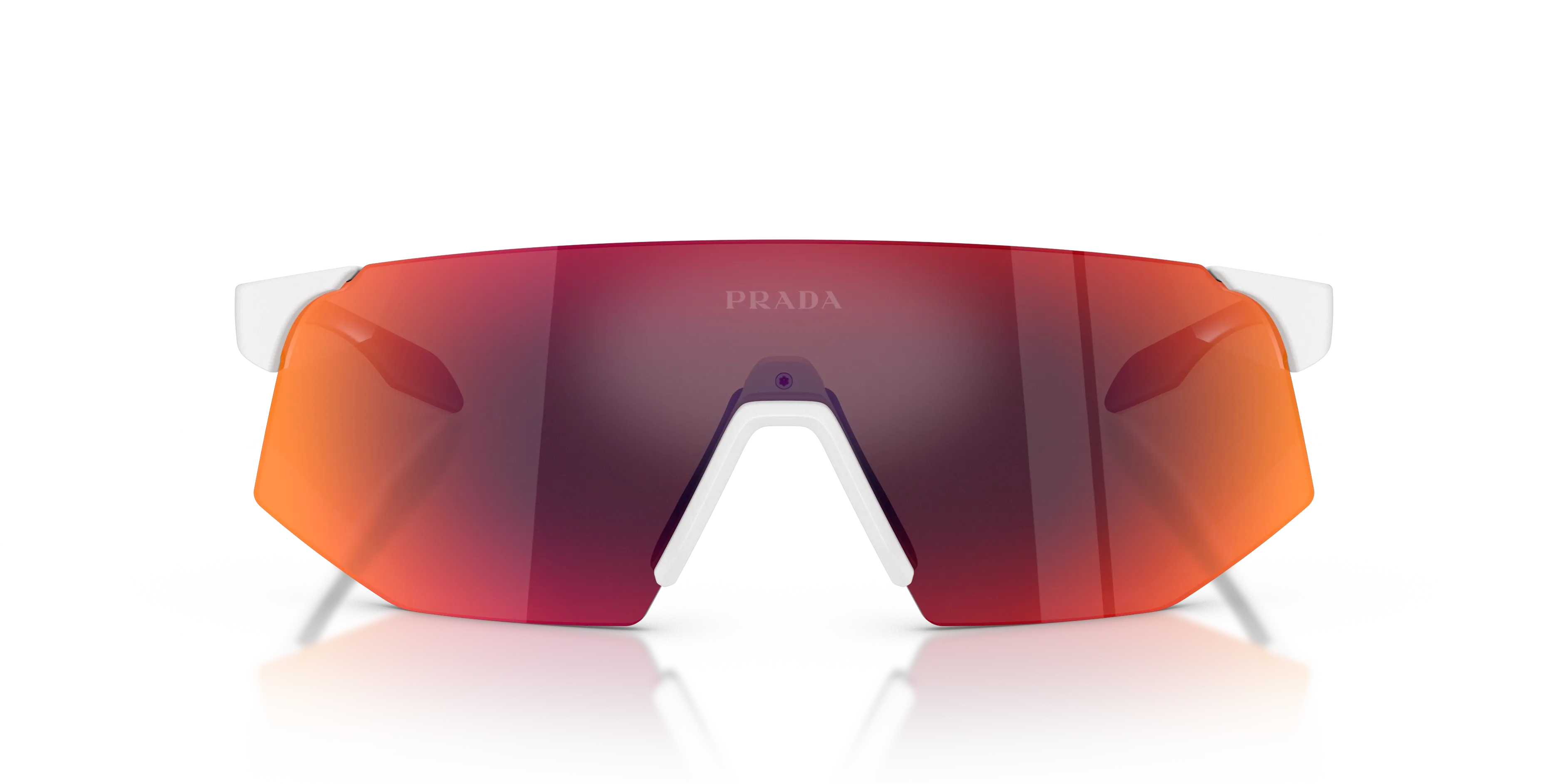 Prada Linea Rossa PS C03SU 28U91D Occhiali da sole Iniettato Bianco Marrone Geometrica Specchiate - immagine 3