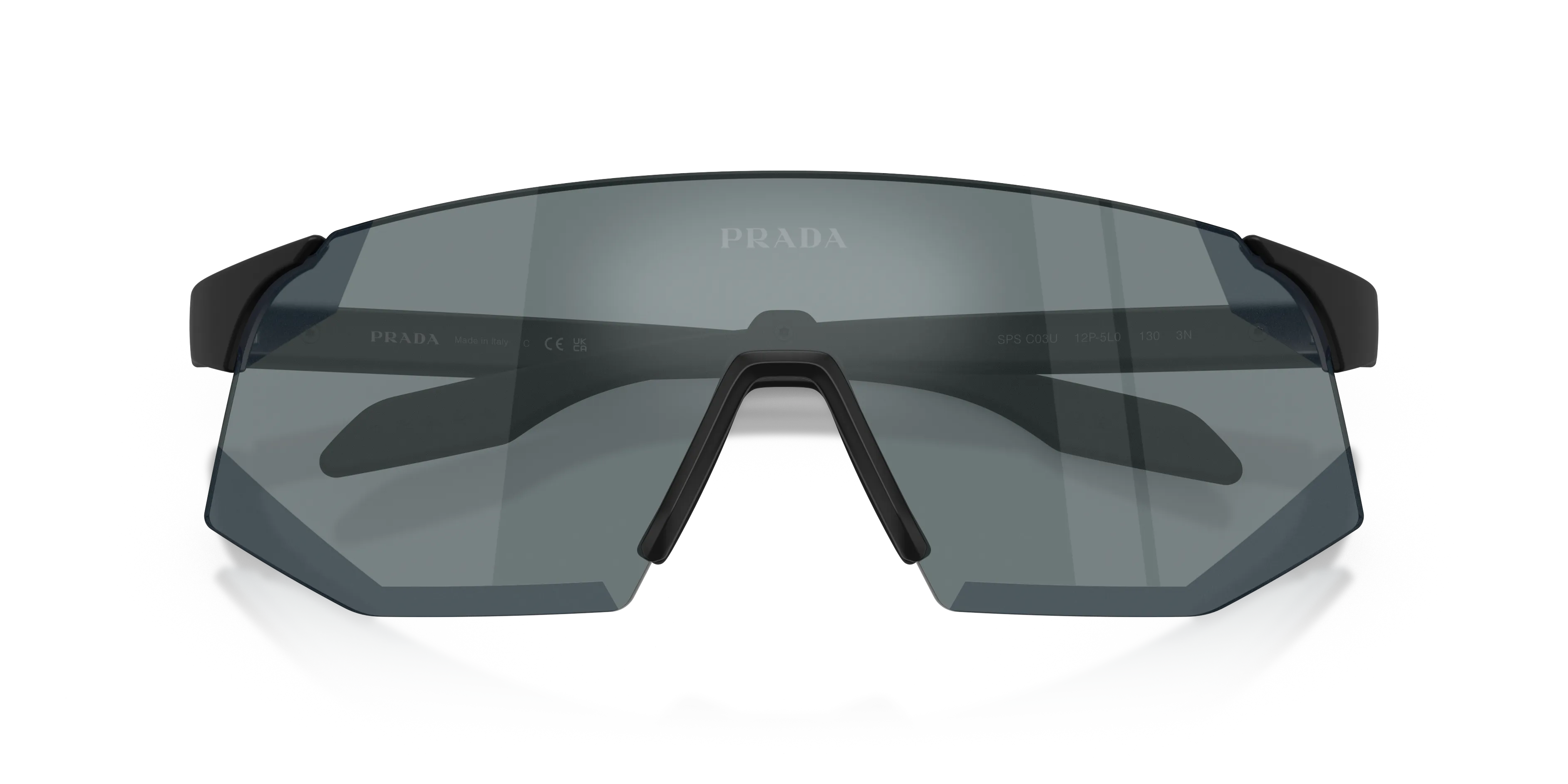 Prada Linea Rossa PS C03SU 12P5L0 Occhiali da sole Iniettato Nero Grigio Geometrica Specchiate - immagine 2