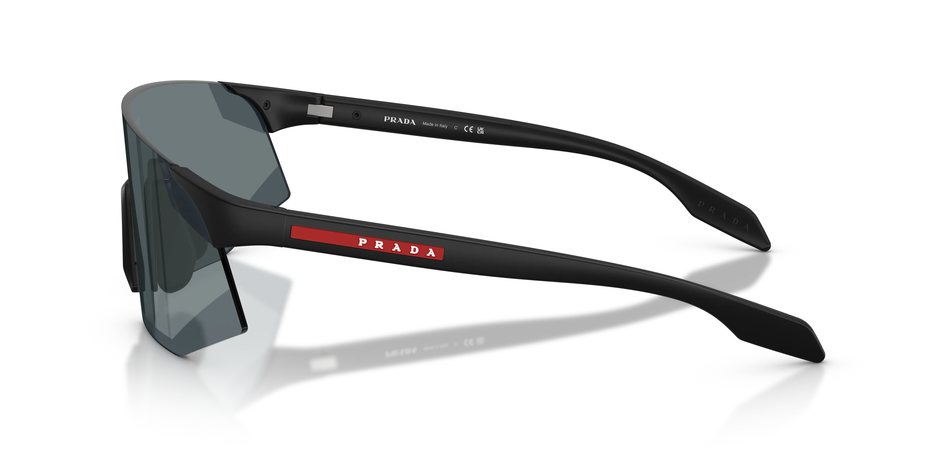Prada Linea Rossa PS C03SU 12P5L0 Occhiali da sole Iniettato Nero Grigio Geometrica Specchiate - immagine 4