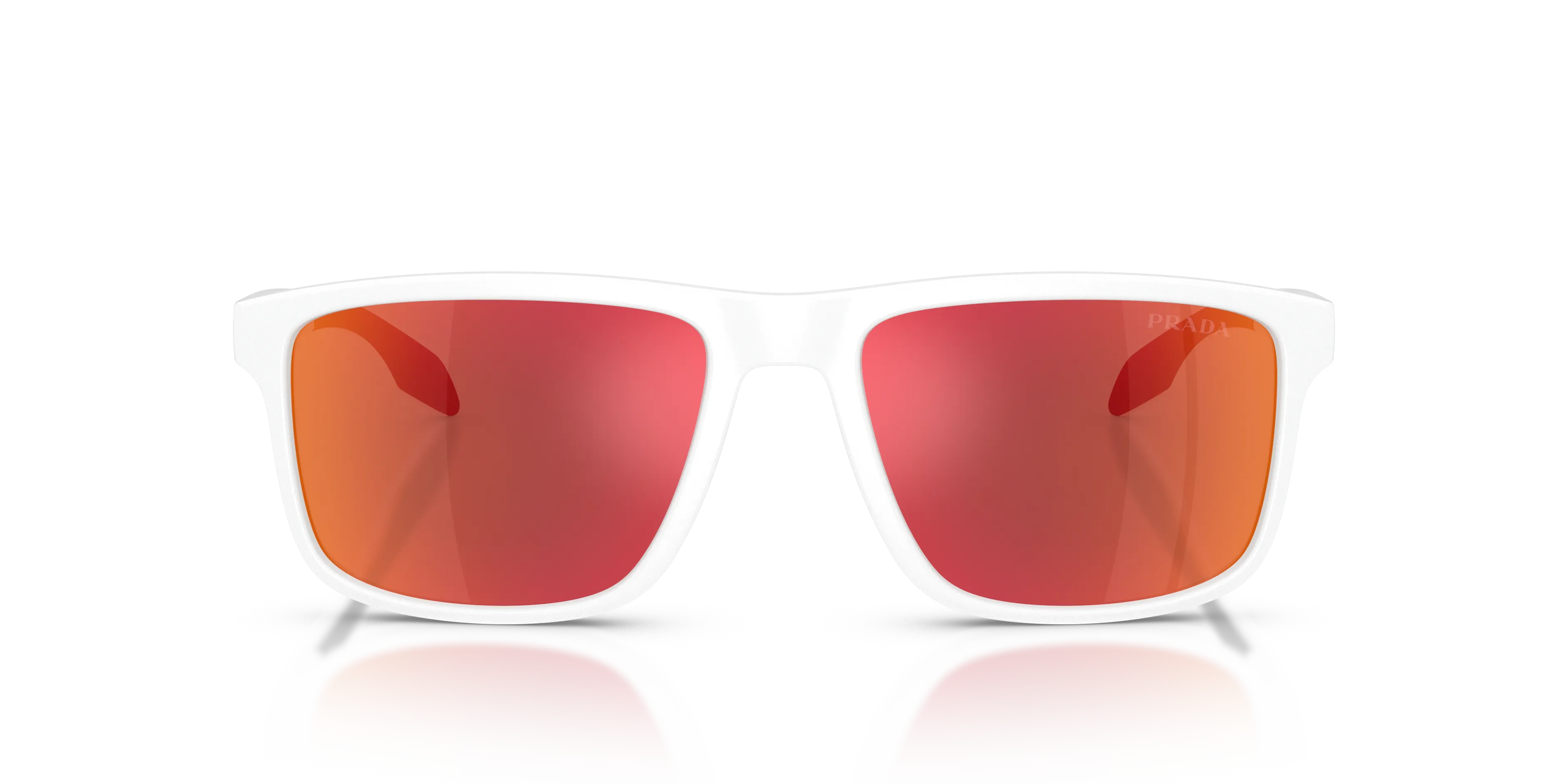 Prada Linea Rossa PS C01S 28U91D Occhiali da sole Iniettato Bianco Marrone Pillow Specchiate - immagine 3