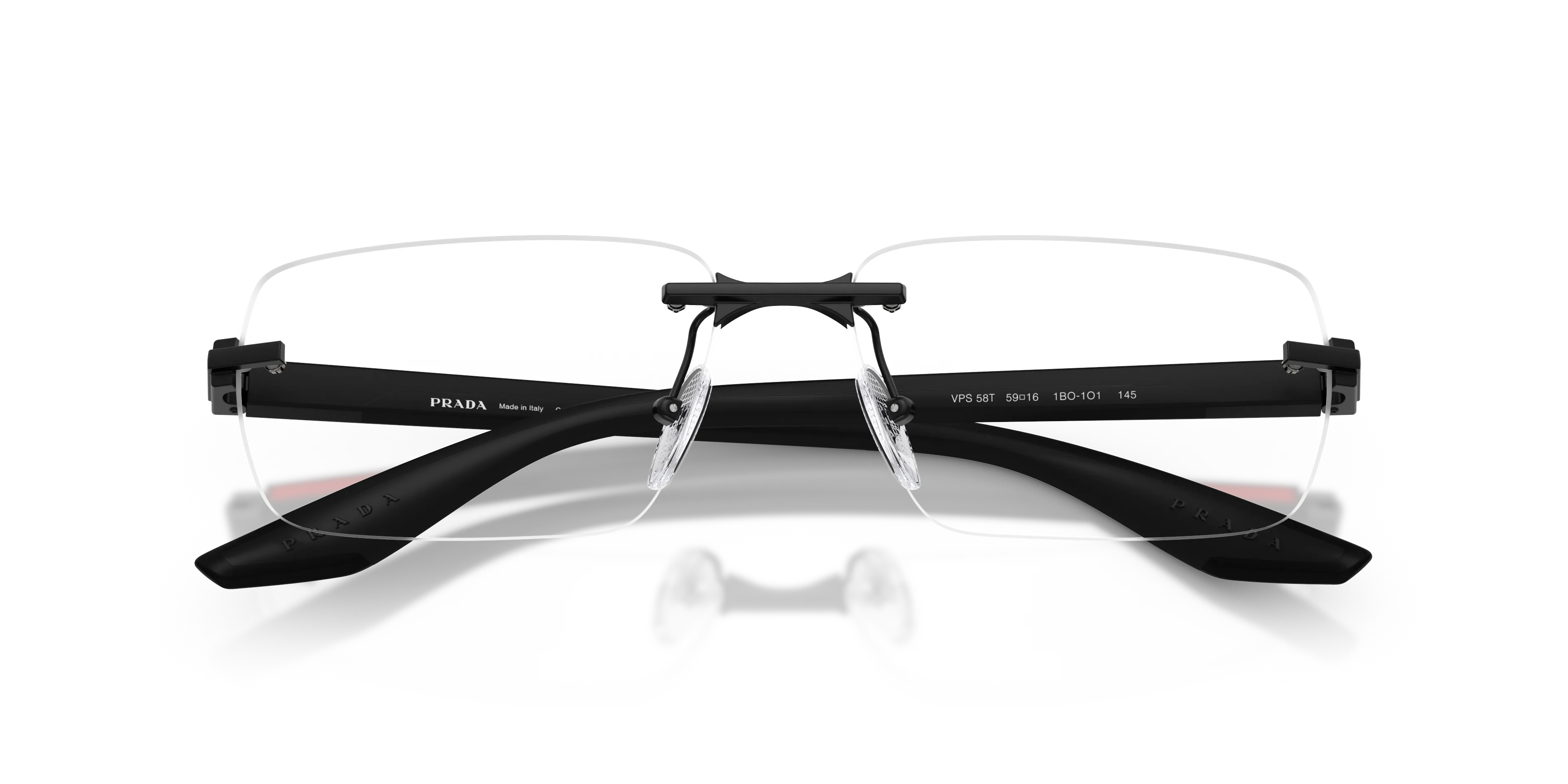 Prada Linea Rossa PS 58TV 1BO1O1 Montature da vista Metallo Nero Trasparente Squadrata Normale - immagine 2