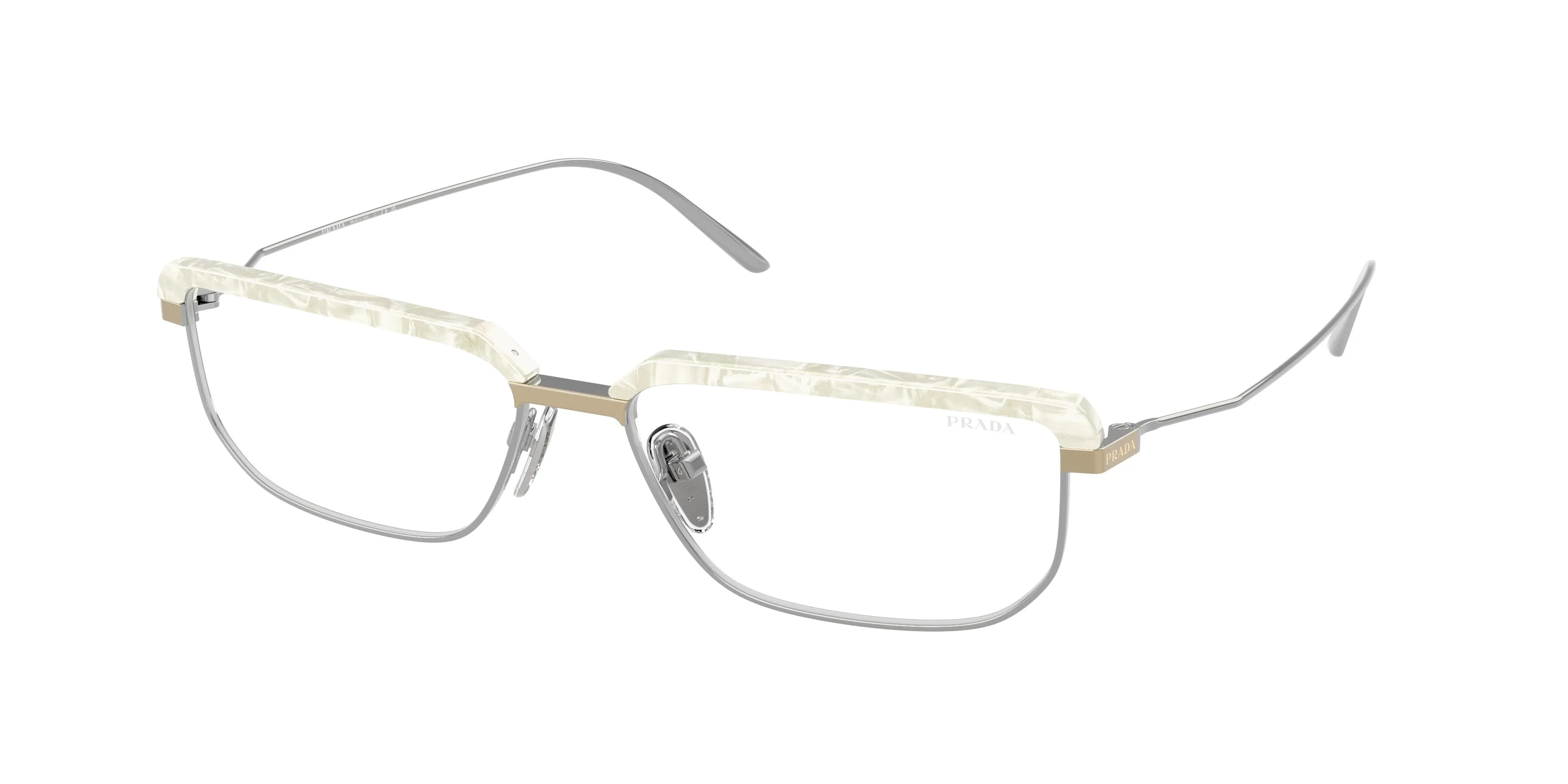 Prada PR D64S 29P10W Montature da vista Metallo Bianco Trasparente Geometrica Normale - immagine 1