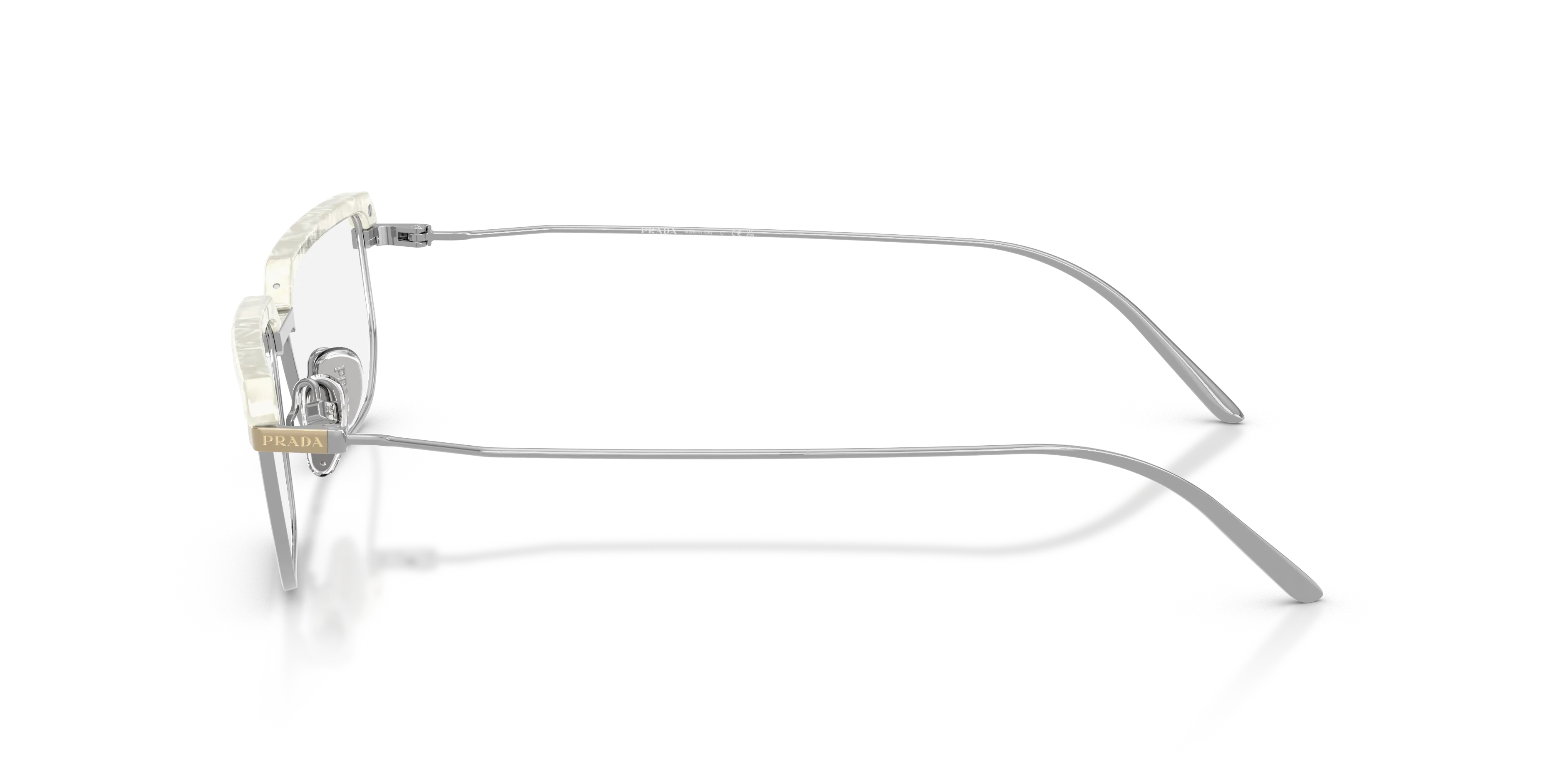 Prada PR D64S 29P10W Montature da vista Metallo Bianco Trasparente Geometrica Normale - immagine 4