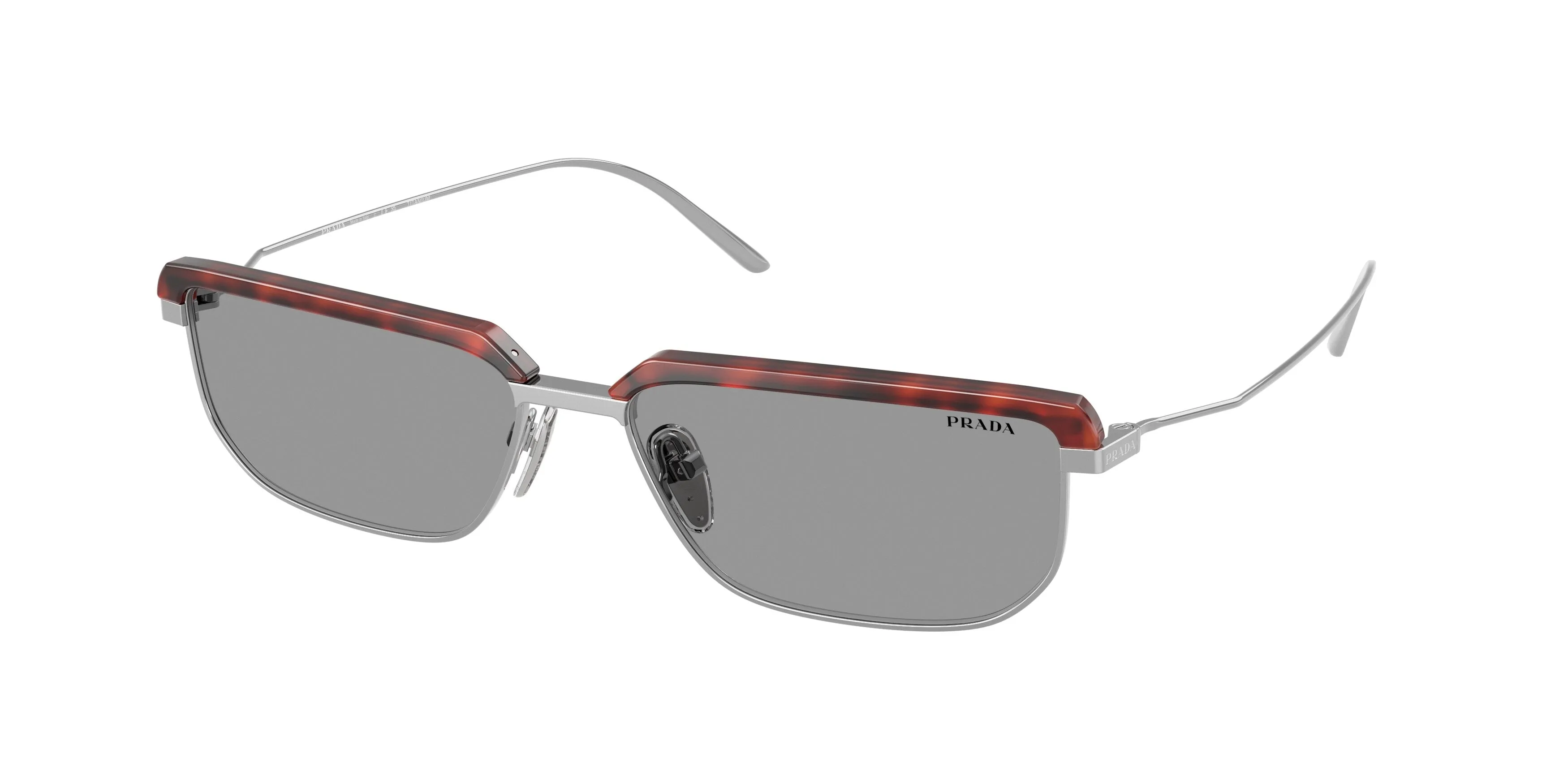 Prada PR D64S 20Q50Q Occhiali da sole Metallo Havana Grigio Geometrica Normale - immagine 1